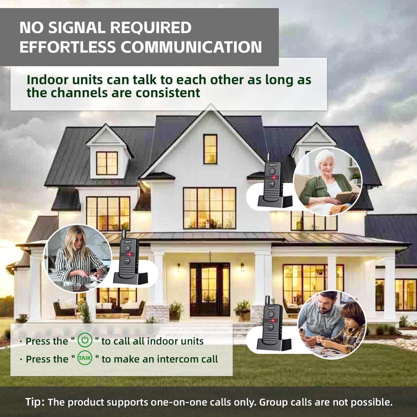 PANDAAR Two-Way Real-time Intercom, Intercoms Wireless for Home 4900ft Long Range, Room to Room Communication System for Elderly, Wireless Intercom System for Home Business Office, 2 Pack
