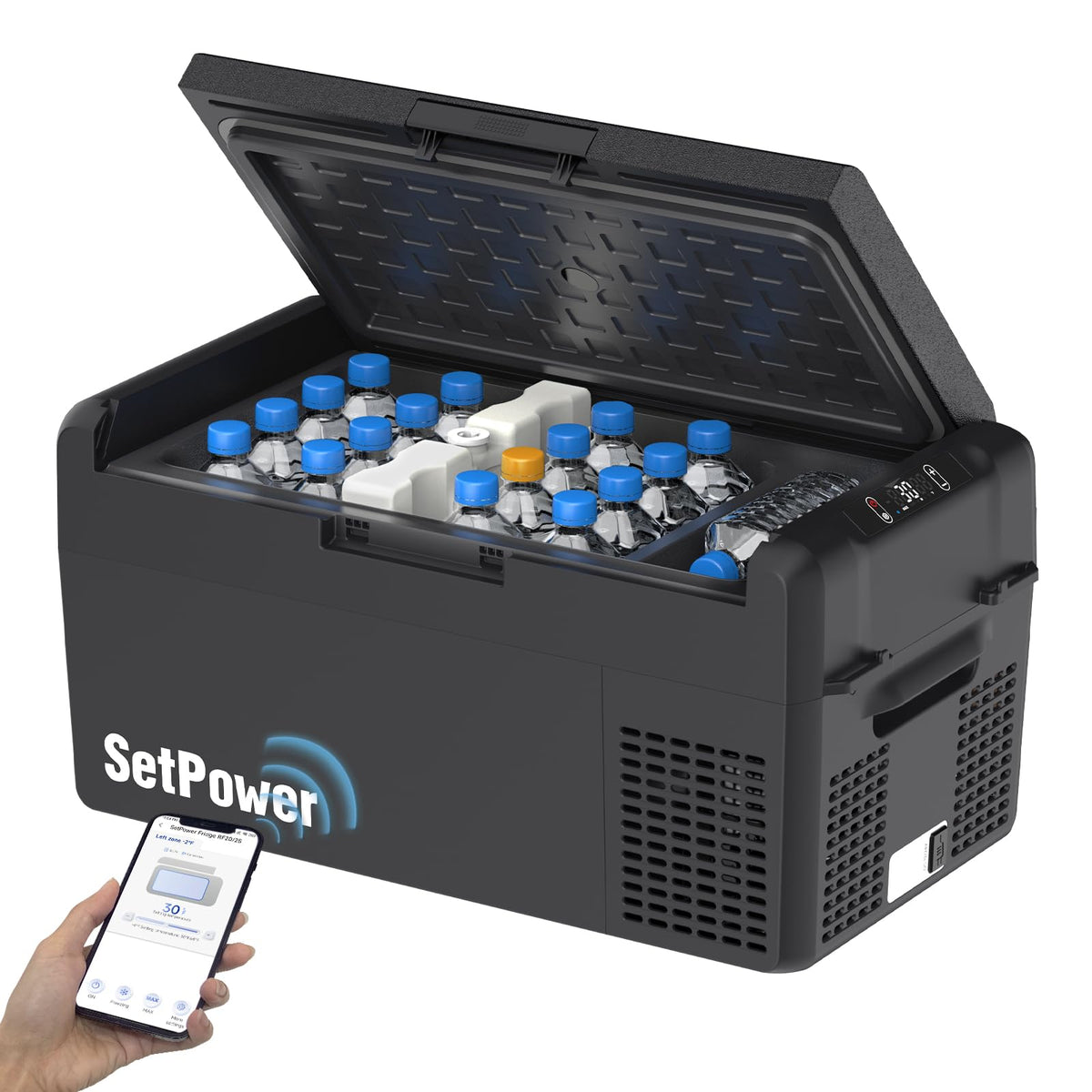 Setpower 12V Refrigerator 21 Quart Portable Freezer 50 Hours Keep Cool,Electric Cooler for Vehicles Car Refrigerator 12V Portable Fridge for Car Camping Truck Van RV SUV Road Trip Travel RF20