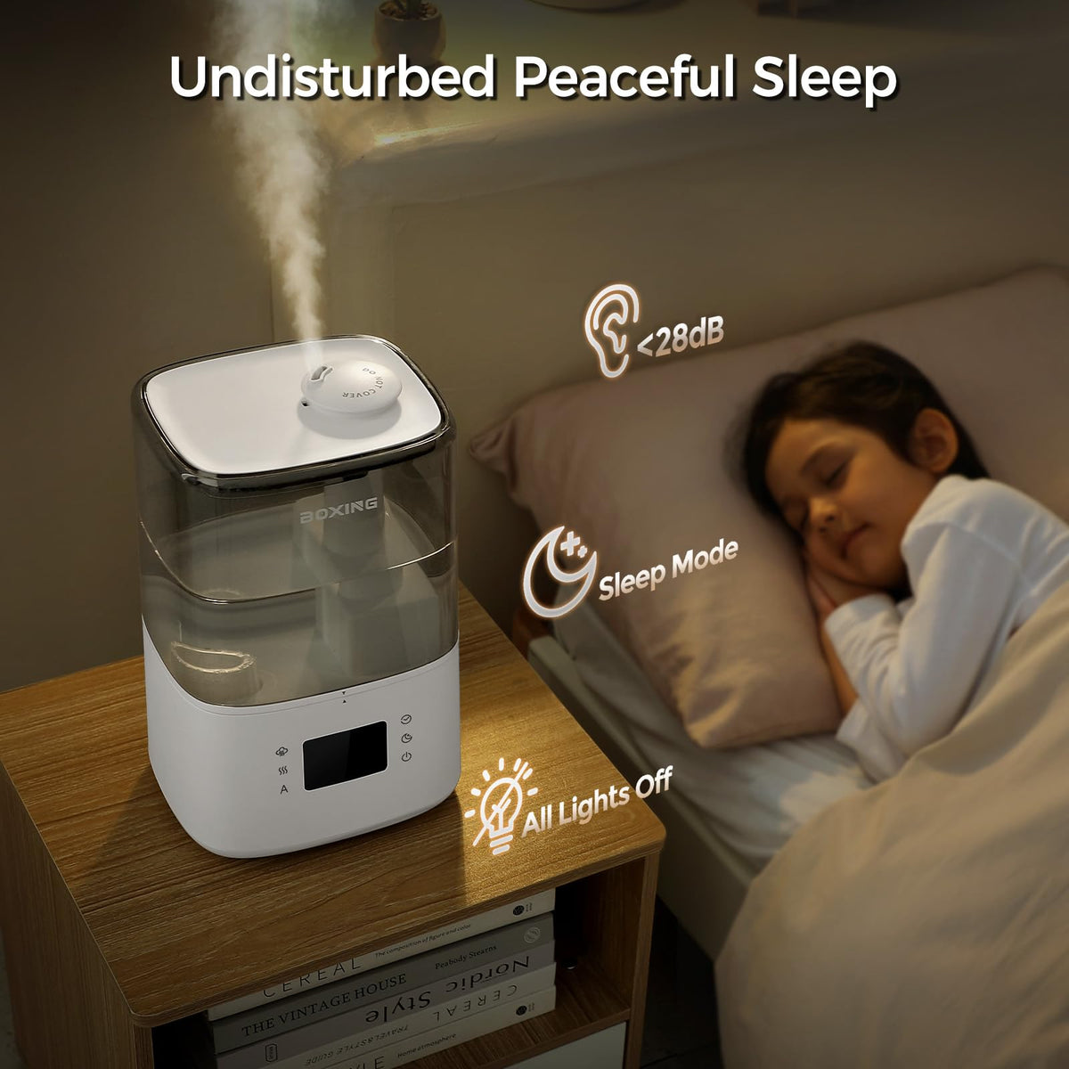 BOXING 4.5L Warm and Cool Mist Ultrasonic Humidifier for Bedroom Large Room, Top Fill Essential Oil Diffuser with Remote, Auto Shut-Off Quiet Sleep Mode, Humidistat, Timer, BPA-Free, 45H Runtime