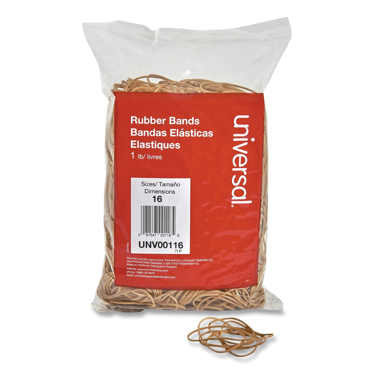 Universal Rubber Bands, Size 16, 1lb Pack
