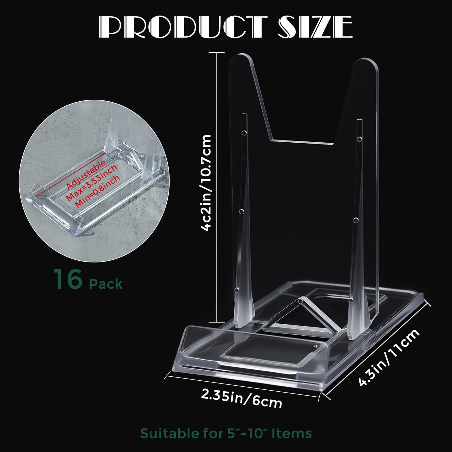 mzfoo 20 Pcs Book Stand for Display Acrylic Book Holder Display Adjustable Book Easel Collector Display Stand for Comic Cardboard Home Office Album CD Magazine