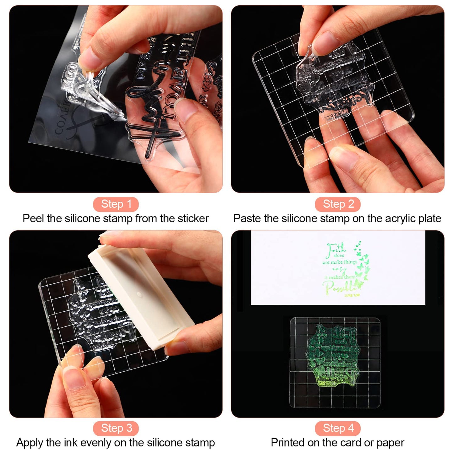Geyee 8 Pcs Christian Mothers Day Bible Verse Clear Rubber Stamps for Crafting, 6 Sheets Christian Bible Verse Clear Rubber Stamp 2 Pcs Acrylic Blocks for DIY Journal Card Making Scrapbooking Decor