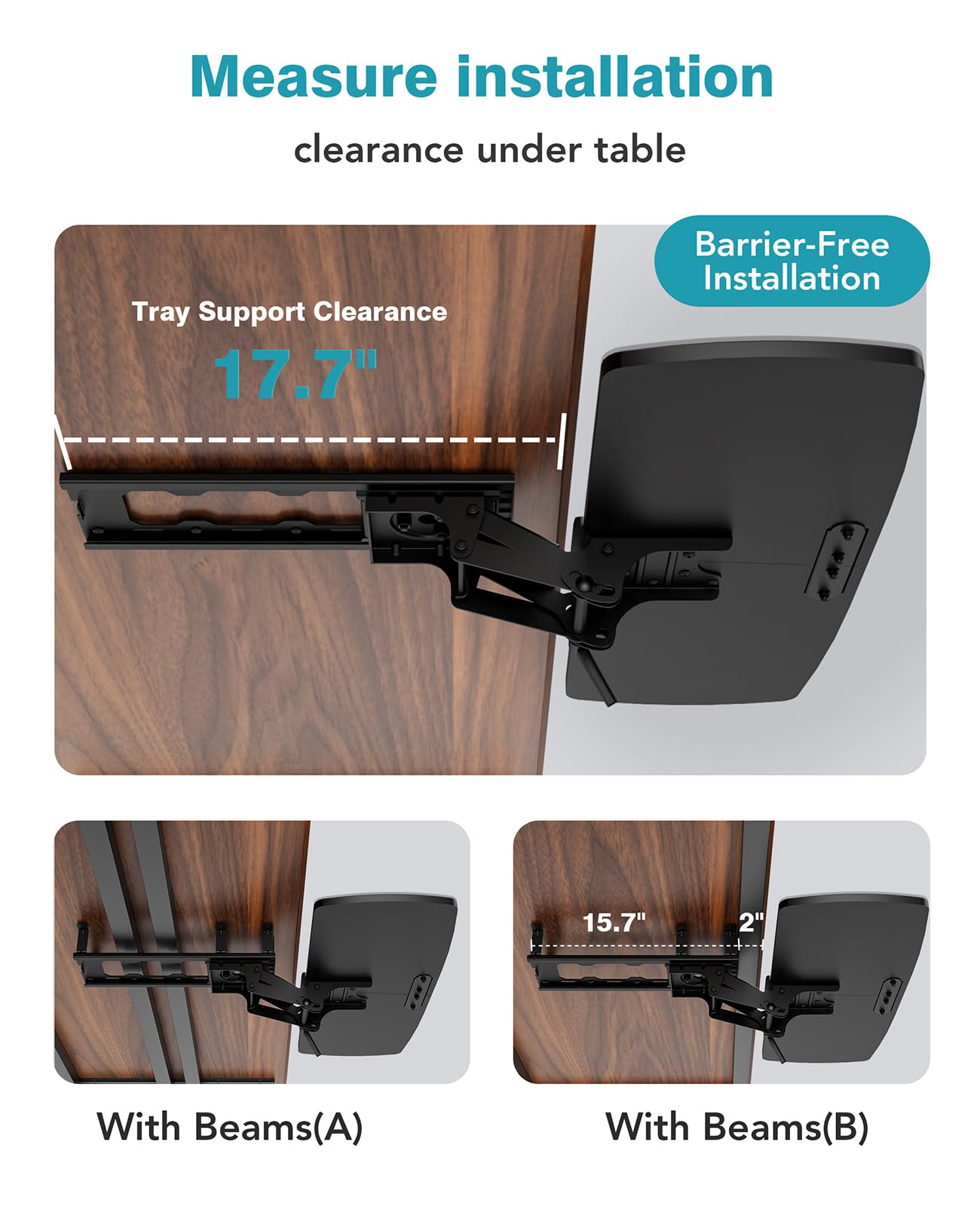 Keyboard Tray Under Desk with Storage Drawer, Height Adjustable Keyboard Tray Slide Out 360° Swivel Tilt, Ergonomic Under Desk Mount Keyboard & Mouse Pad Lighting for Gaming Home Office