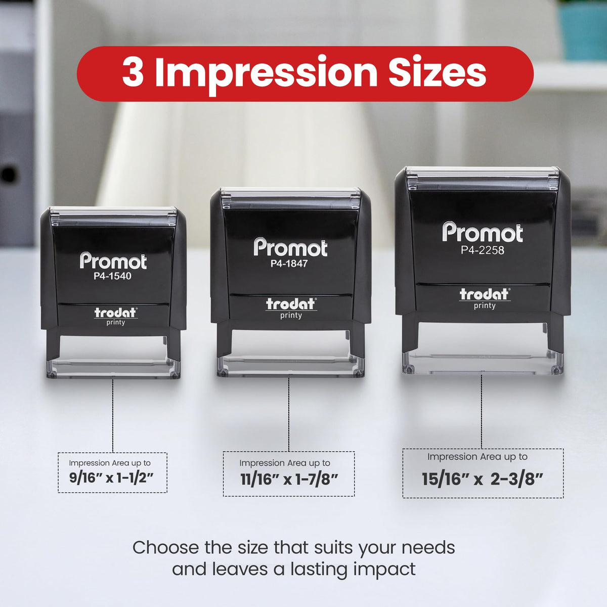 Promot Self Inking 2 Line Custom Stamp - Personalized Name Stamp for Office, Teacher, Address & Business Label Stamp - Choose Font, Ink Color, Pad, for Personal & Professional Use - Small