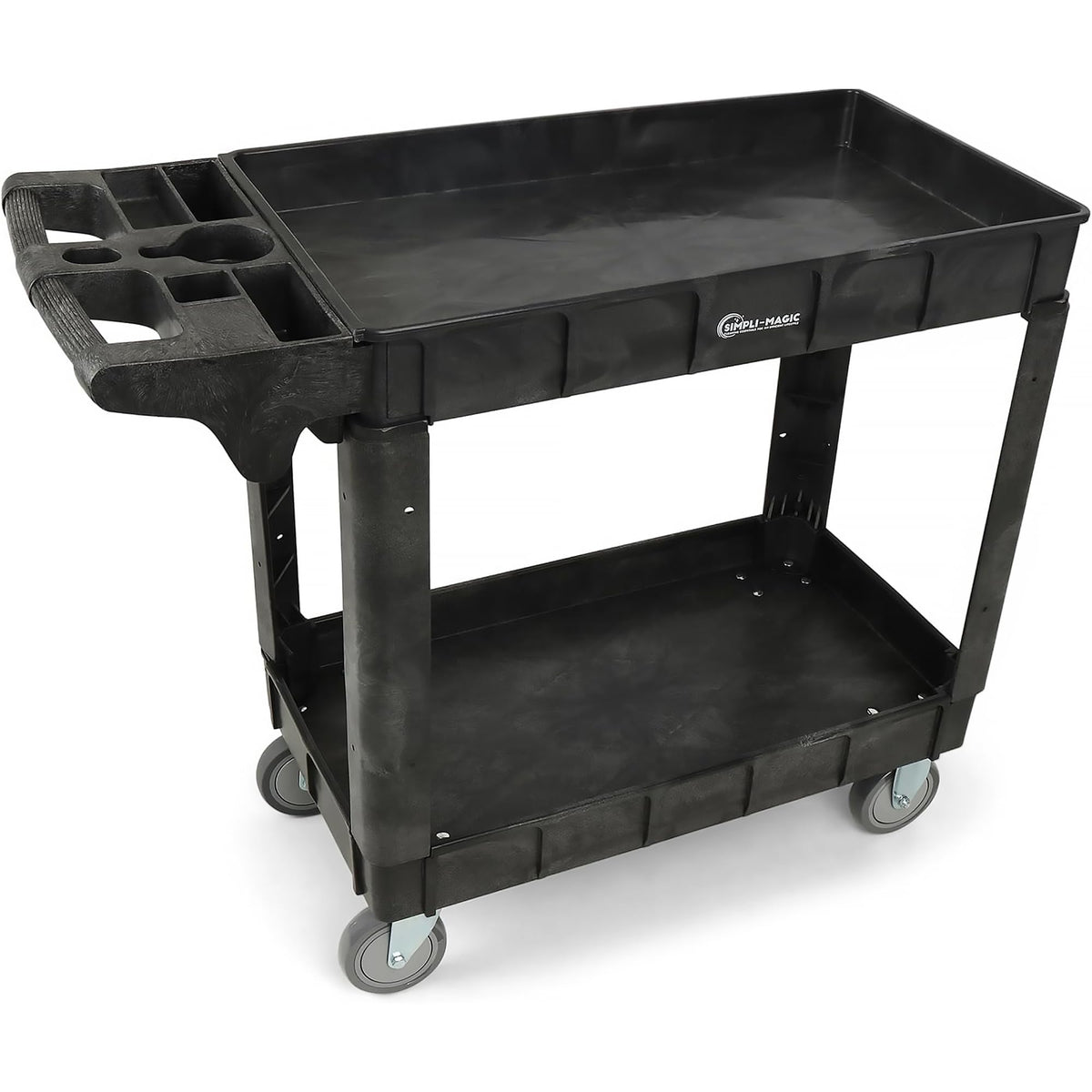 Simpli-Magic Simpli-Magic Rolling Utility Cart on Wheels, Heavy Duty with Ergonomic Handle, Deep Shelfs for Garage, Warehouse, Workshop, 600-Pound Capacity 40x33x17-Inch
