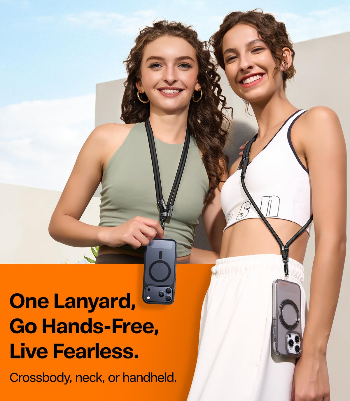 TORRAS Phone Lanyard Crossbody with 2 Phone Tabs, Adjustable Anti Theft Phone Strap for All Phones, Premium Metal Buckles, Skin-Friendly, Universal Phone Neck lanyard for Women and Men, Olive Green
