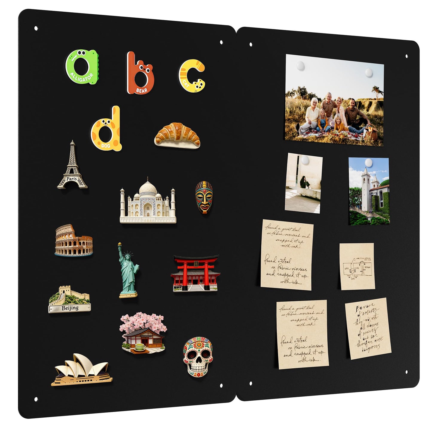 2 Pack Magnetic Board for Wall, 17.5" x 11.4" Magnet Bulletin Memo Board, Metal Sheets to Display Magnetic Letter Number Souvenir, Notes, Poetry, Photos, Black