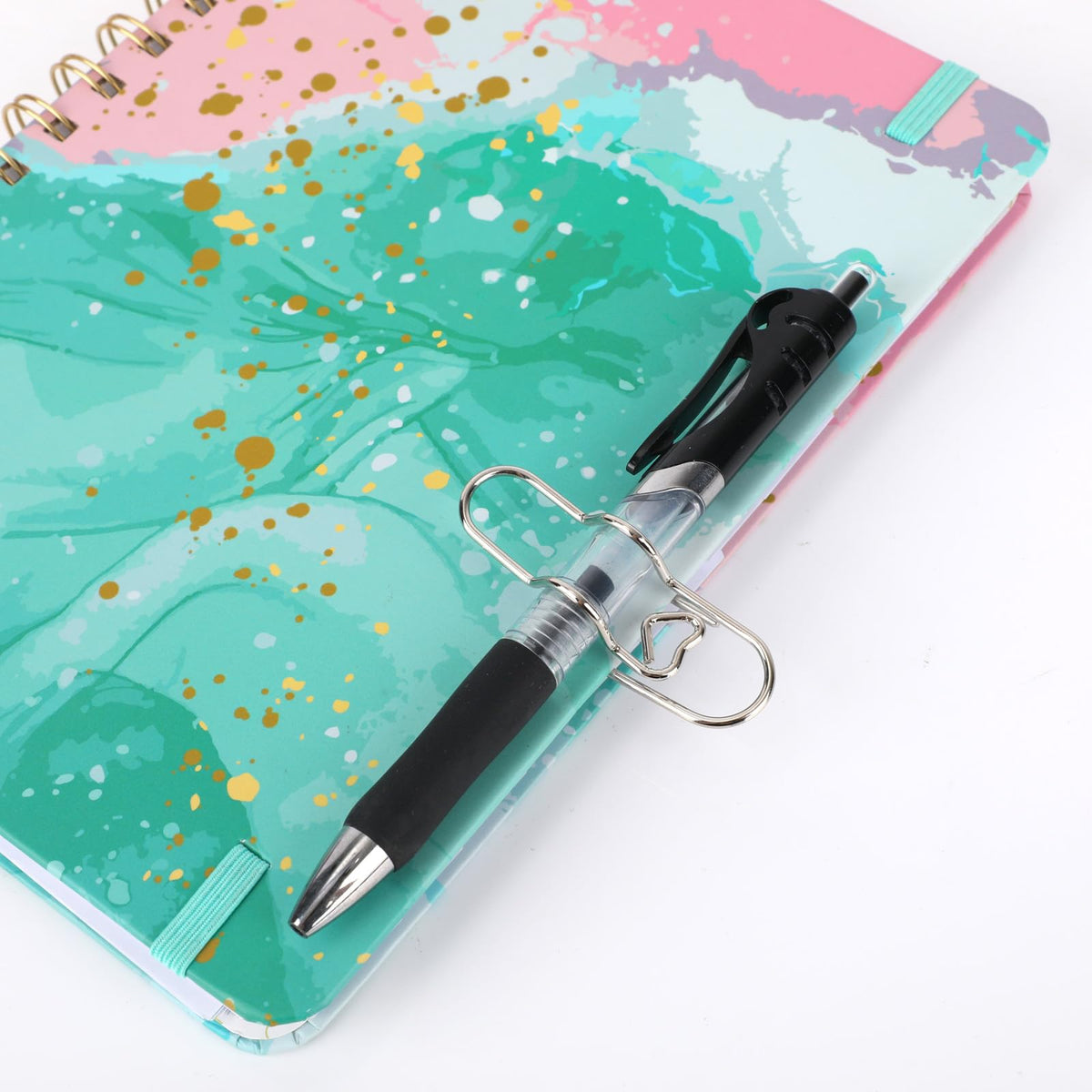 Fukaisu 30pcs Metal Pen Clips for Notebooks, 2 Styles Colorful Paperclip Pen Loop Holders Study Stationery Accessories for Book Journals Planners Office & School Supplies