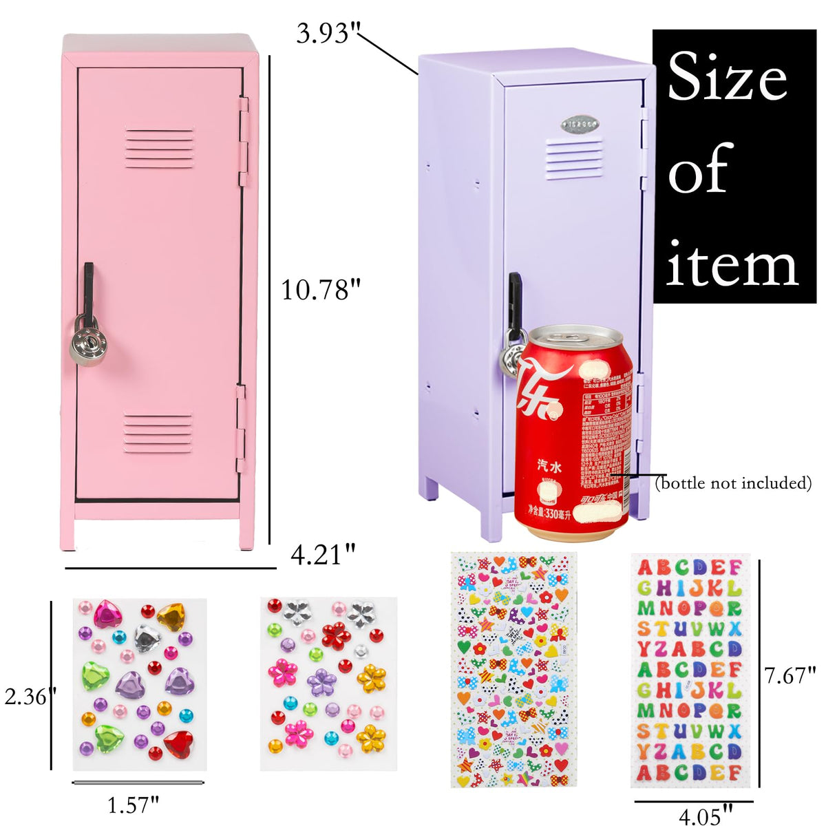 Svartur Mini Locker with Lock & Keys, Stickers, Metal Small Locker for Desktop, Girls Lockbox Desktop Storage Organizer, Money Safe and Cash Lock Box for Girls Safe, Light Blue