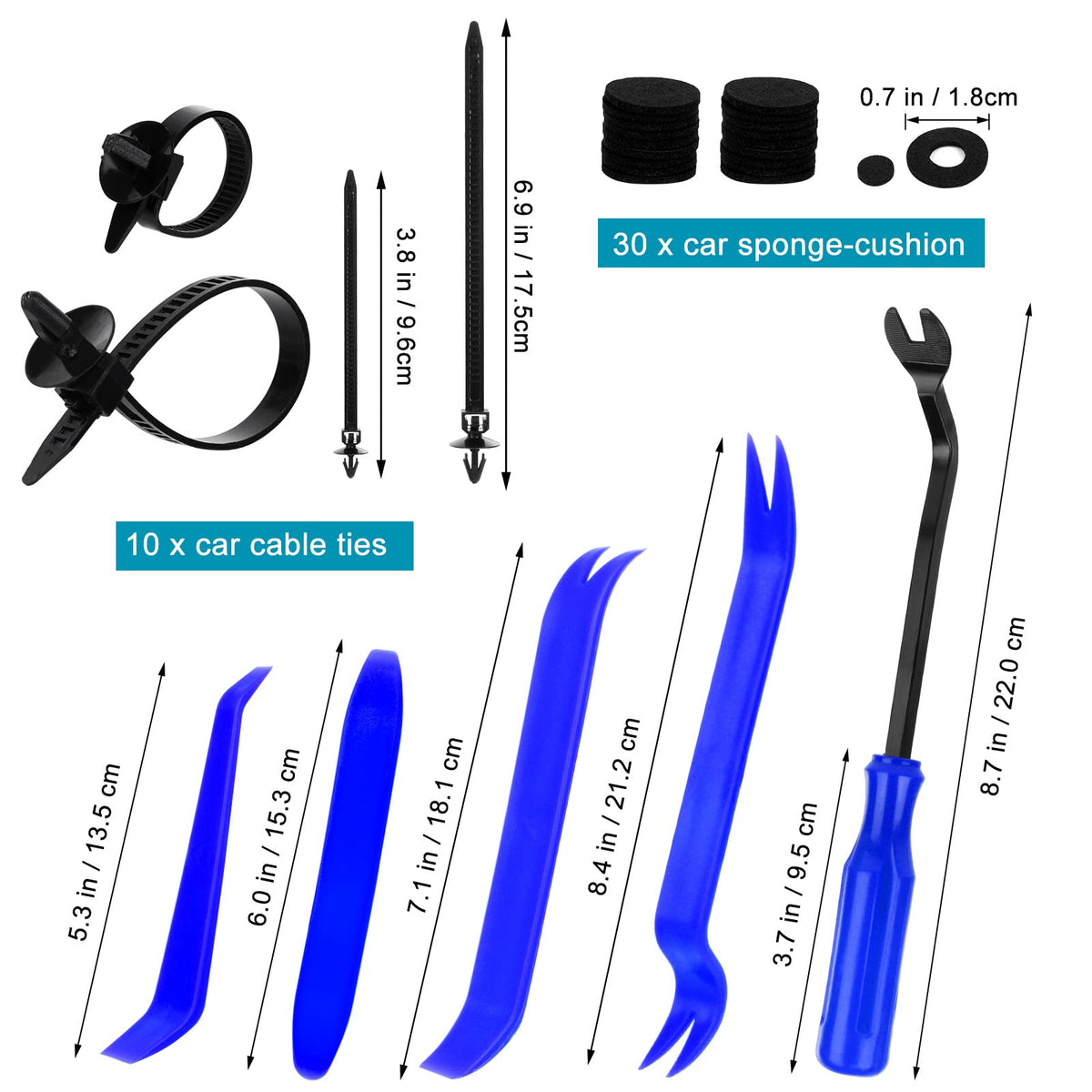 835 PCS Car Push Retainer Clips and Plastic Fasteners Kit - 24 Sizes Nylon Bumper Fender Clips Plastic Rivets with Fasteners Removal Tool for Toyota GM Ford Honda Acura Chrysler Blue