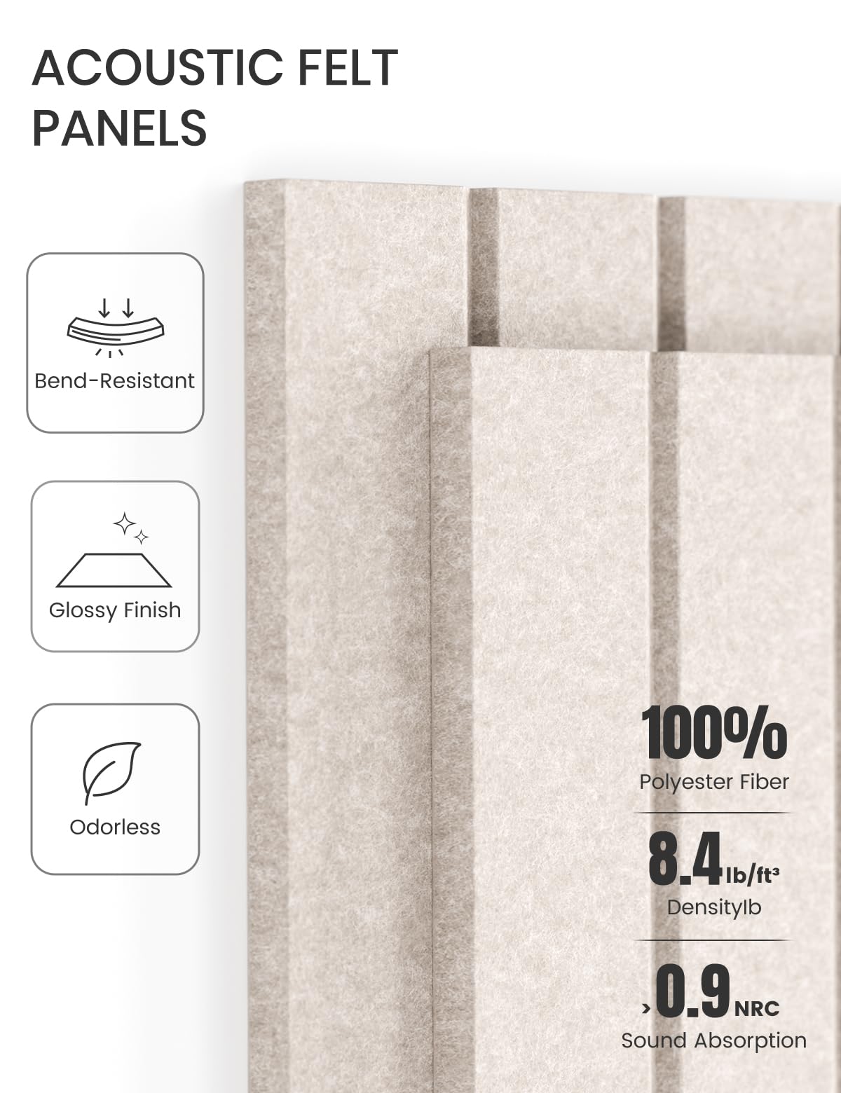 Fluxynara Felt Bulletin Board Tiles -28"x18" with 40 Adhesive Tabs, Cork Board Alternative for Office Decor, Push Pin Board Wall Organizer 6-Pack (Oatmeal)