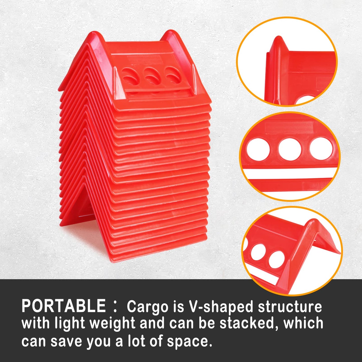 ENJ 20 Pack Flatbed Edge Protector, Edge Corner Tie Down Protector for Up to 4 Inch Straps, Protects Cargo Edges, Flatbed Accessories Plastic Protector (RED)