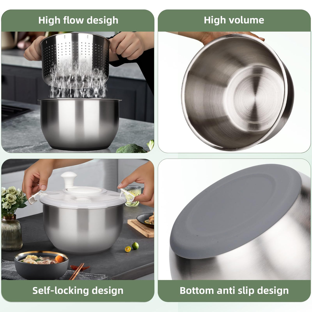 Zypilatsry 6L-Stainless Steel Salad Rotator, Vegetable Dishwasher,Lettuce Cleaner and Dryer, Kitchen Strainers.