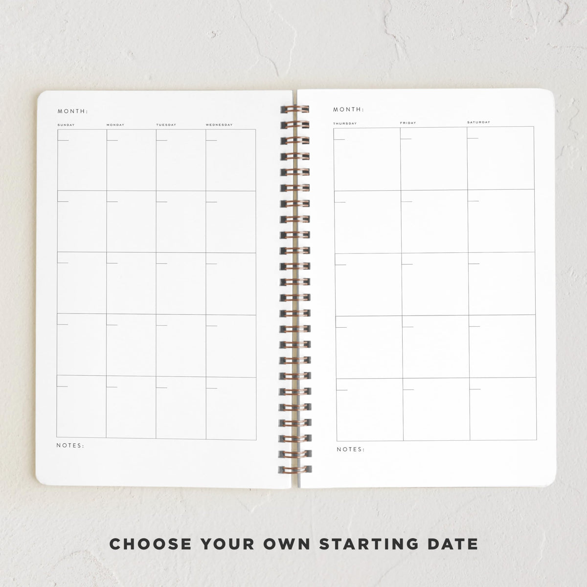 Minted Botanical 2026 Weekly & Monthly Undated Planner, 5.5" x 8.5" Floral Spiral Bound Planner Notebook for School, Work, 132 Pages, Undated Monthly & Weekly Layouts with 2026–2027 Reference Calendar