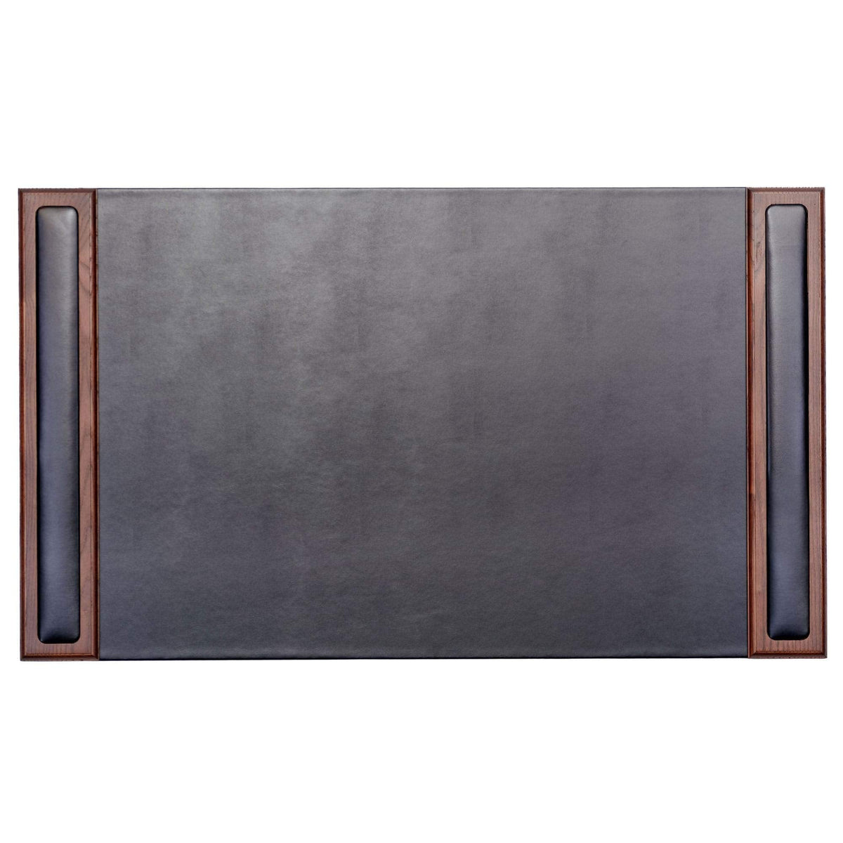 Dacasso Walnut and Black Leather Desk Set, 10-Piece, 34" x 20"