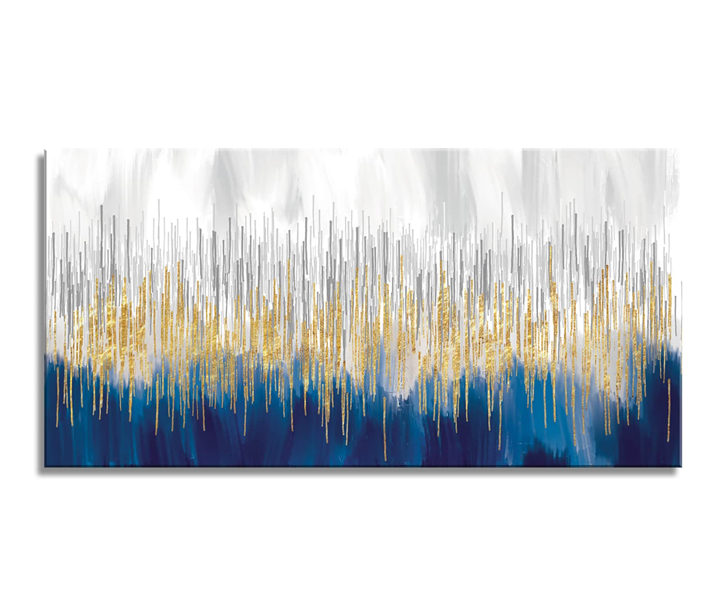 XXMWallArt FC3175 Abstract Wall Art Gold and Blue Canvas painting Artwork Painting Print for Living Room Bedroom Kitchen Home and Office Wall Decor