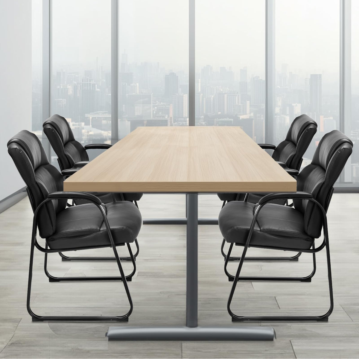 DUMOS Office Desk Guest Chair Set of 4, Leather Waiting Room Chairs with Padded Arms for Elderly Home Reception Area Conference Room Lobby Side breakroom