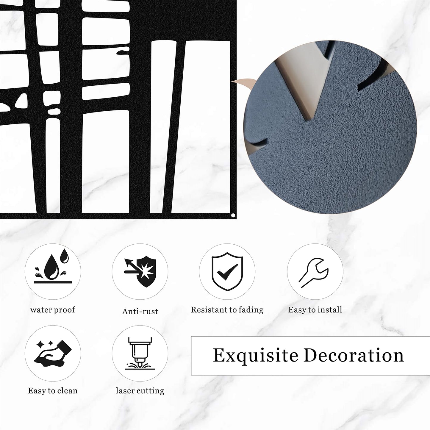 Quanqiuyi 4 Pack Black Abstract Metal Wall Art, 16'' x 11'' Minimalist Single Line Art, 3D Textured Wall Sculptures for Living Room, Bedroom, Bathroom, Study Room Decor
