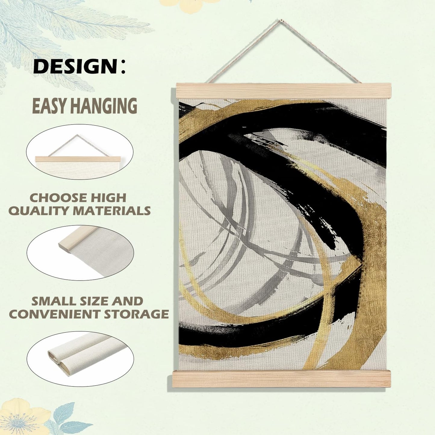 BearCake Abstract Modern Black and Gold Wall Art Office Decor Set of 2,Black Gold and White Wall Decor Poster for Bedroom Living Room, Abstract Pictures for Home Decor,12x16 Inch