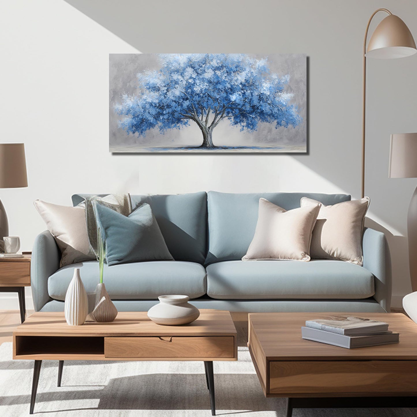 WVMAPTA Tree Of Life Wall Art For Living Room Blue Wall Decor For Office Tree Prints Wall Art For Bedroom Size 20 x 40 Inch