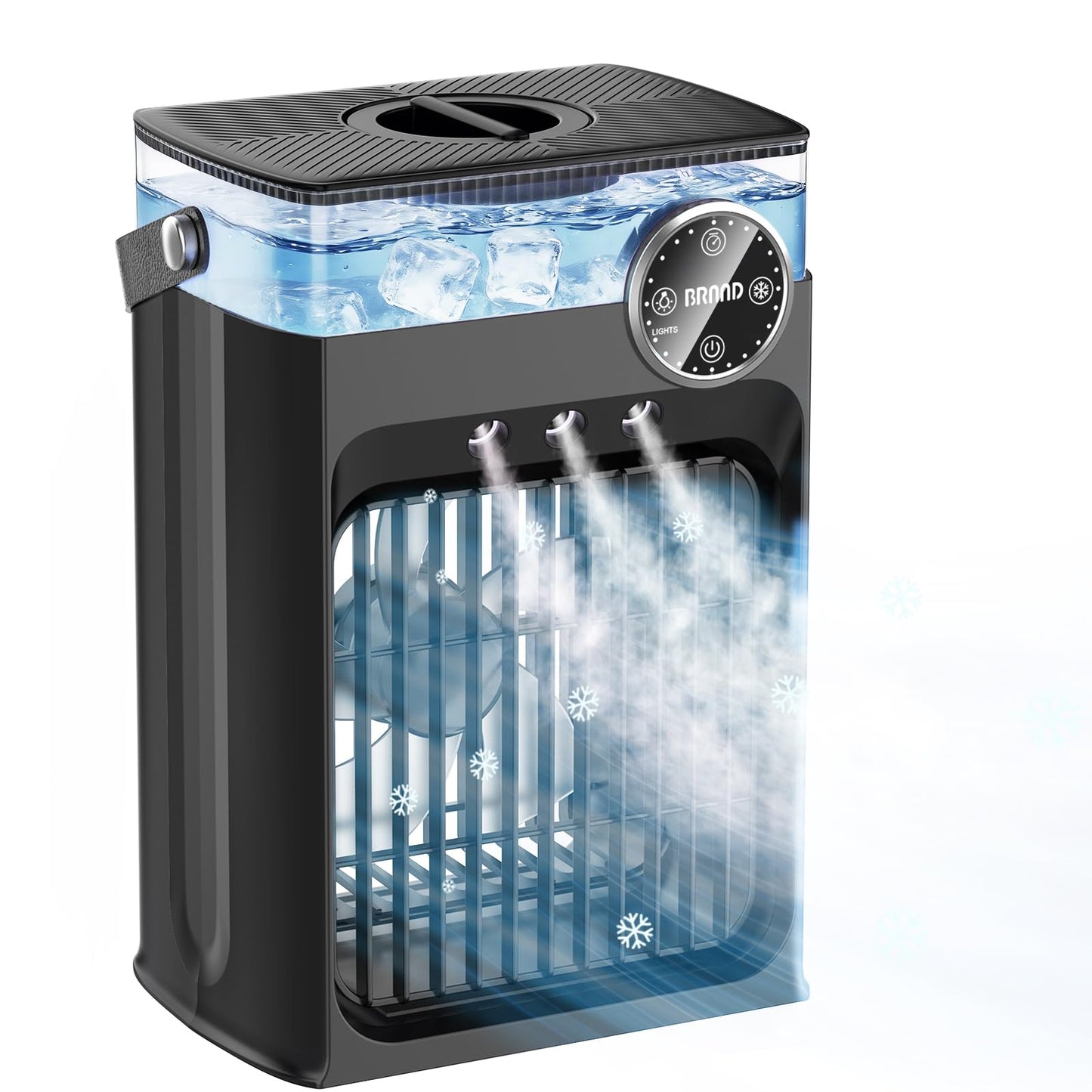 Portable Air Conditioners, 4 in 1 Evaporative Air Cooler with 1200ML Tank, Queit Cooling Fan with Remote Control, 2-8H Timer, 3 Modes & 8 LED Lights, Personal AC Unit for Bedroom, Office and Camping