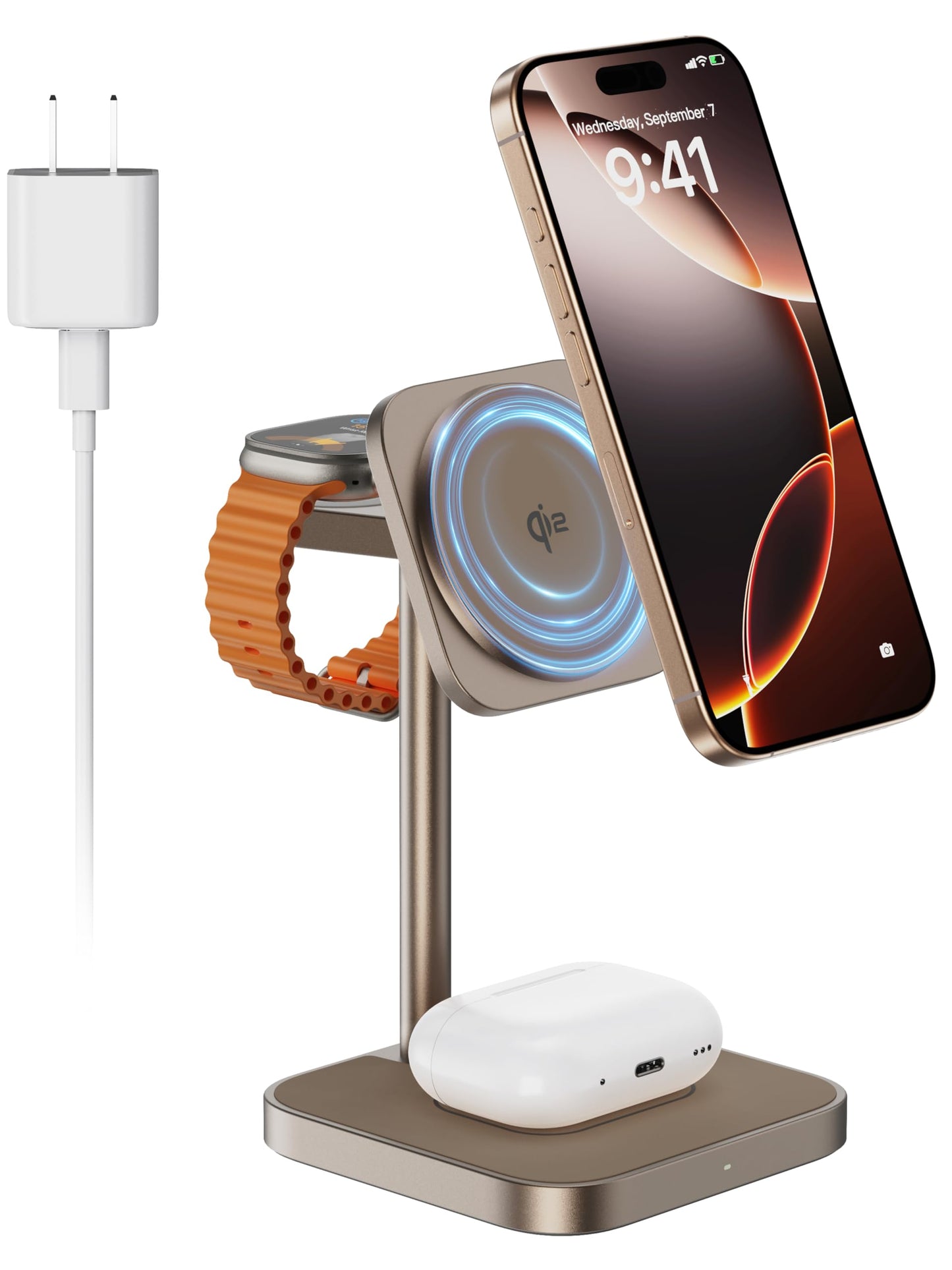 [Qi2 Certified ] LULULOOK 3 in 1 Charging Station with MagSafe, 15W QI2 Wireless Charger Stand Magnetic Charger for iPhone 17/16/15/14/13/12 Series, AirPods Pro/3/4, Apple Watch with 30W PD Adapter