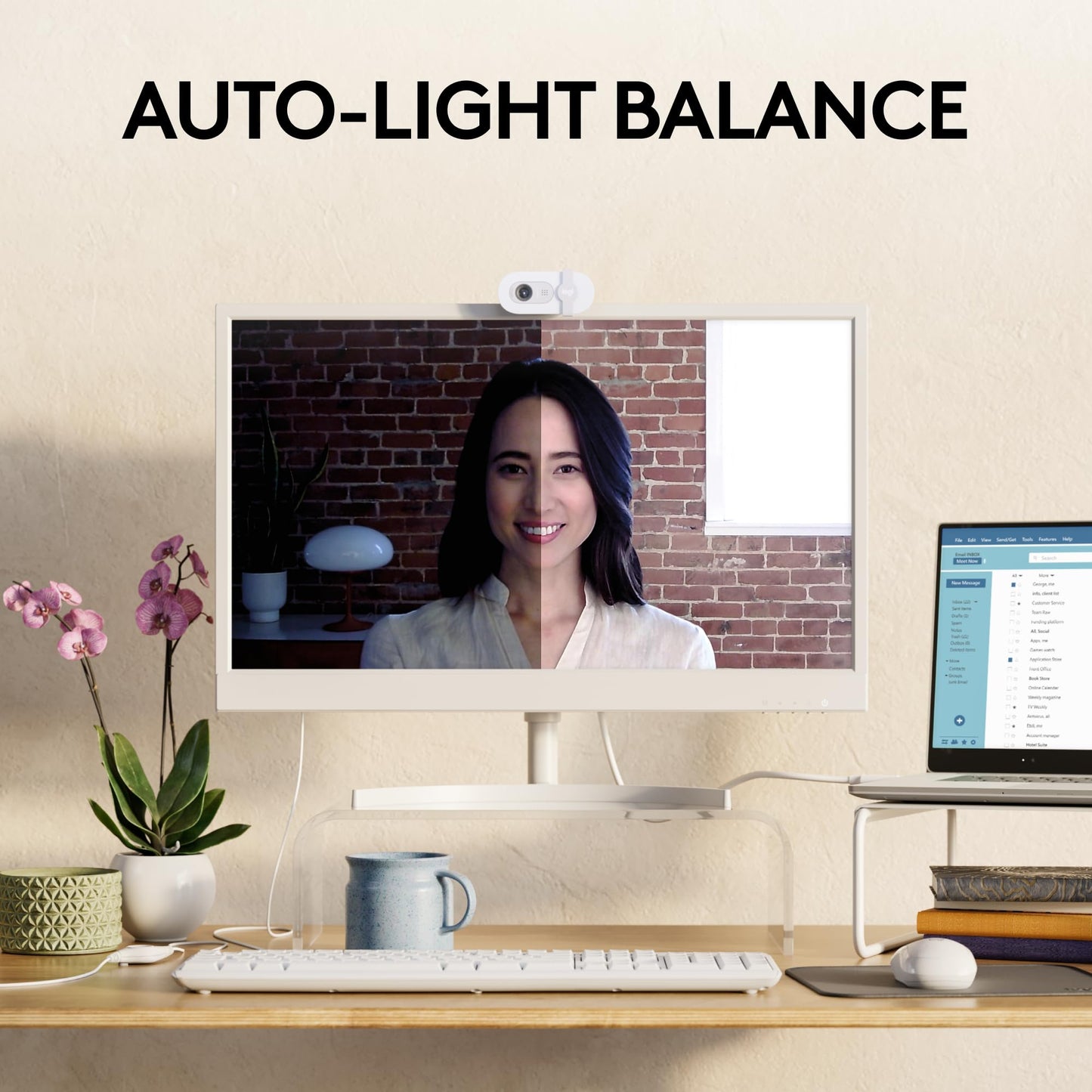 Logitech Brio 100 Full HD 1080p Webcam for Meetings, Streaming, Desktop, Laptop, PC - Built-in Mic, Shutter, Works with Zoom, Microsoft Teams, Nintendo Switch 2’s new GameChat Mode-Off -White