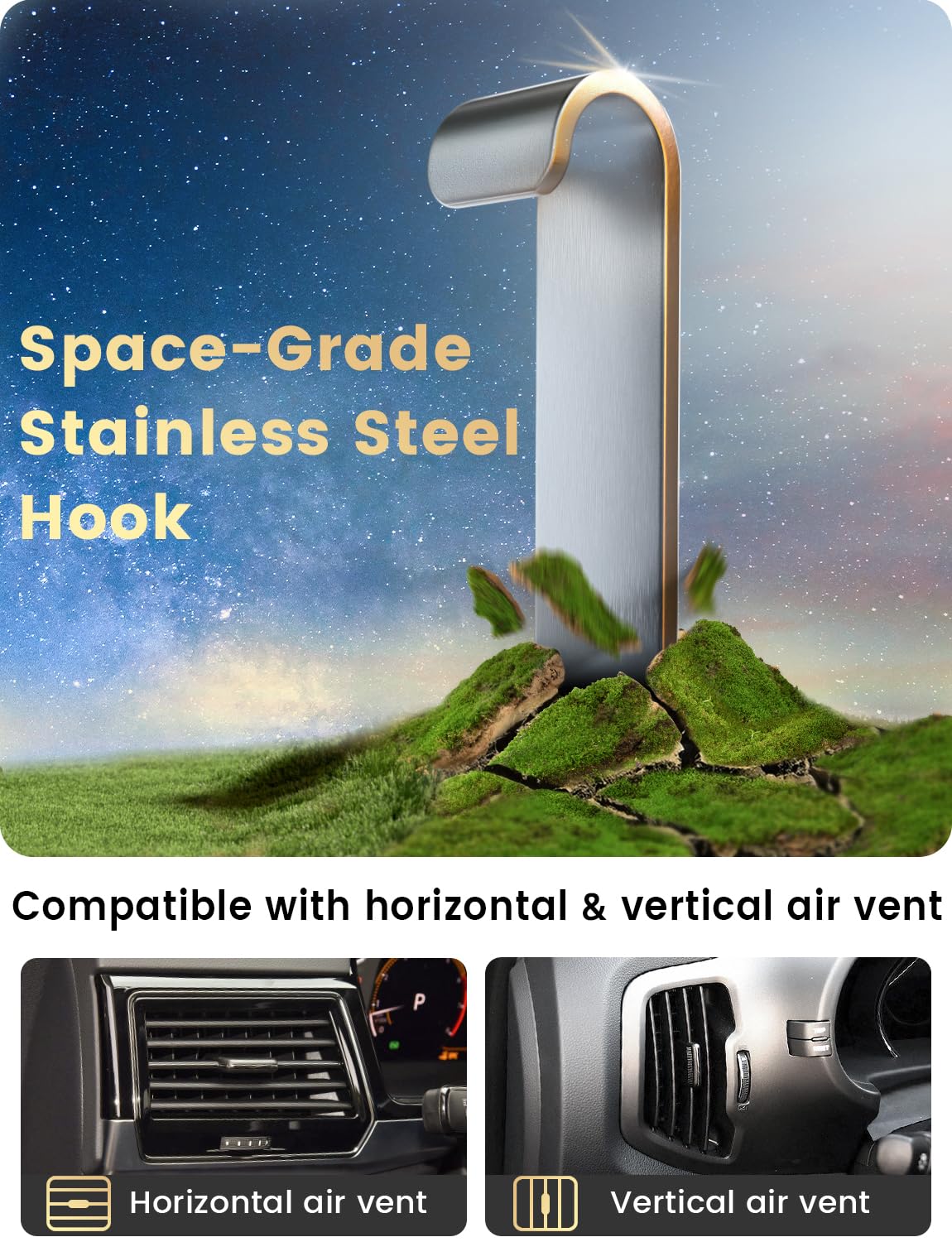 Holdersafe Phone Holders for Your Car: [Never Blocking] Air Vent Cell Phones Mount for iPhone 17 Pro Max & Samsung Android Smartphone [Thick Cases Friendly] Hands-Free Auto Mobile Phone Stand