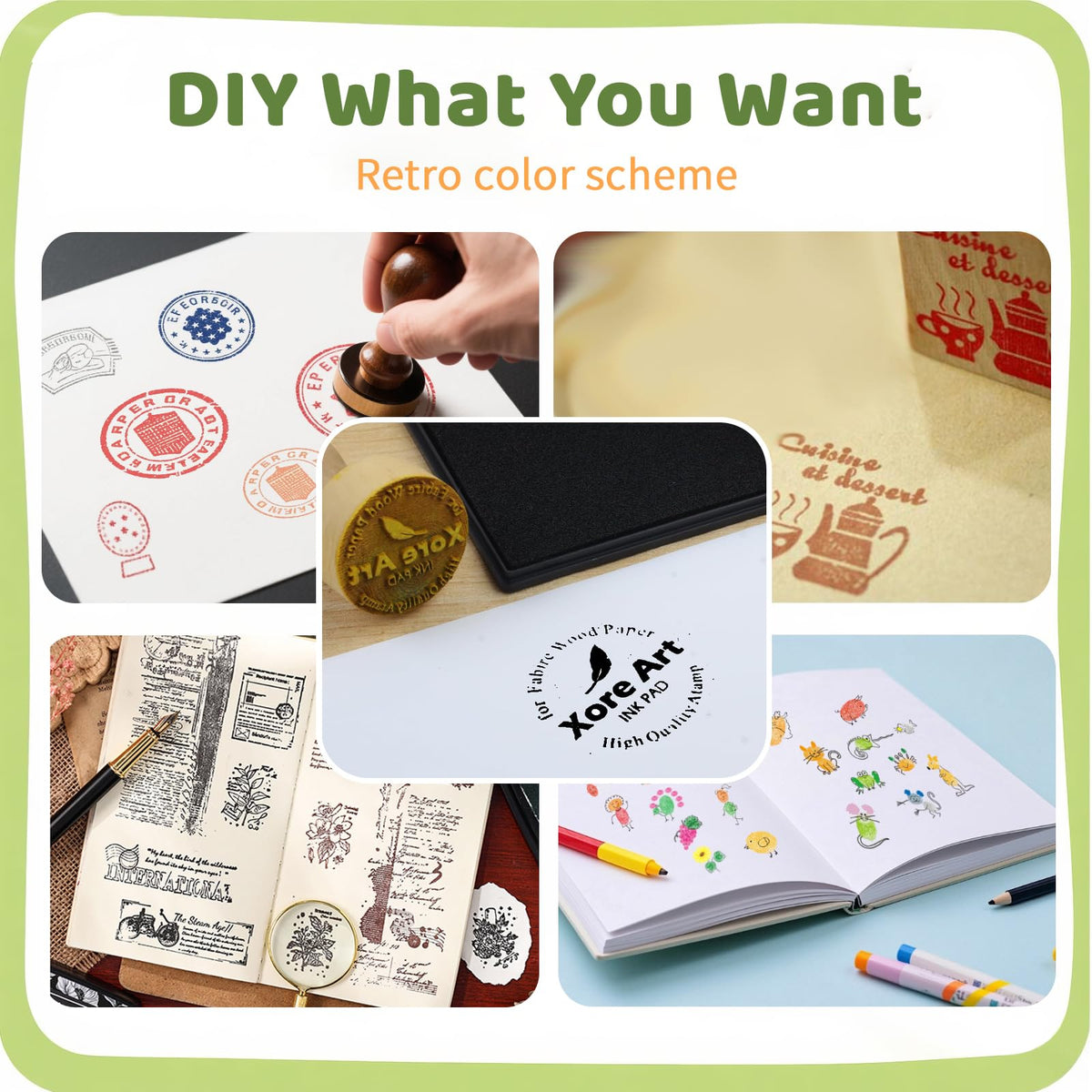 Large Finger Ink Pads for Kids Washable Craft Ink Stamp Pads,Retro12 Color DIY Clear Embossing Ink Pad for Baby Footprint Handprint,Rubber Stamps, Paper, Scrapbooking,Best Gift for Kids and Adult