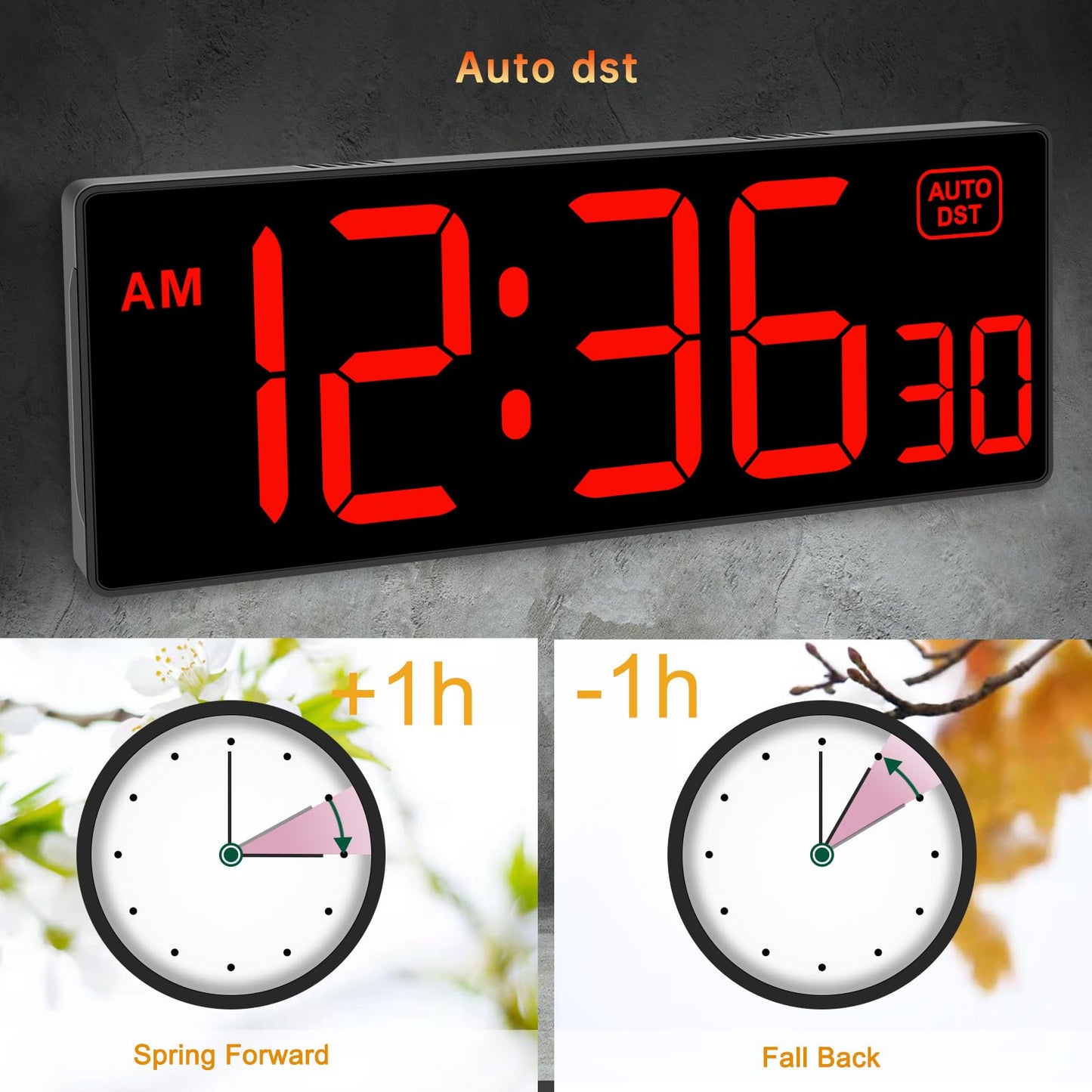 Soobest Digital Wall Clock with Seconds for Gym, Remote Countdown Timer Large LED Display 5 Dimmer (10.2" Red)