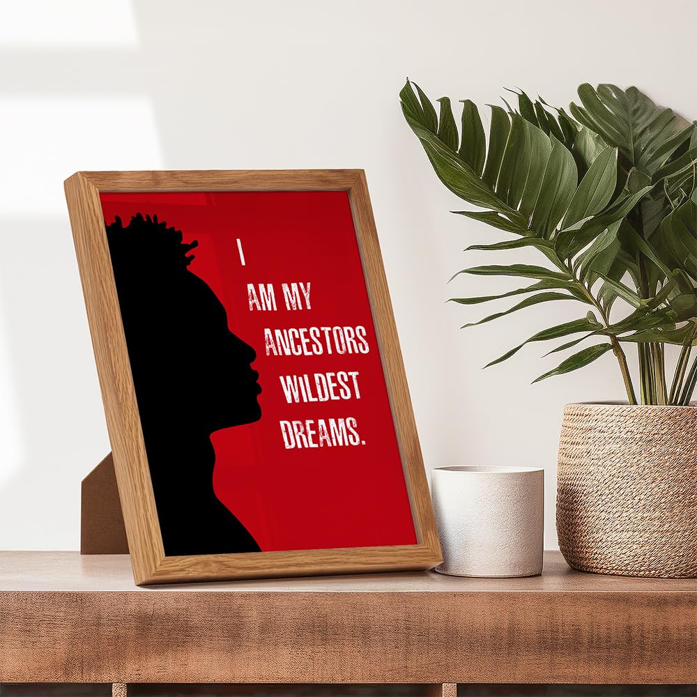 Motivational Black Wall Decor FRAMED - African American Art - Inspirational Quotes Wall Art for Boys Bedroom, Teens Room, Living Room, Office - Gift for Men, Afro Americans - 8x10 Black Power Poster