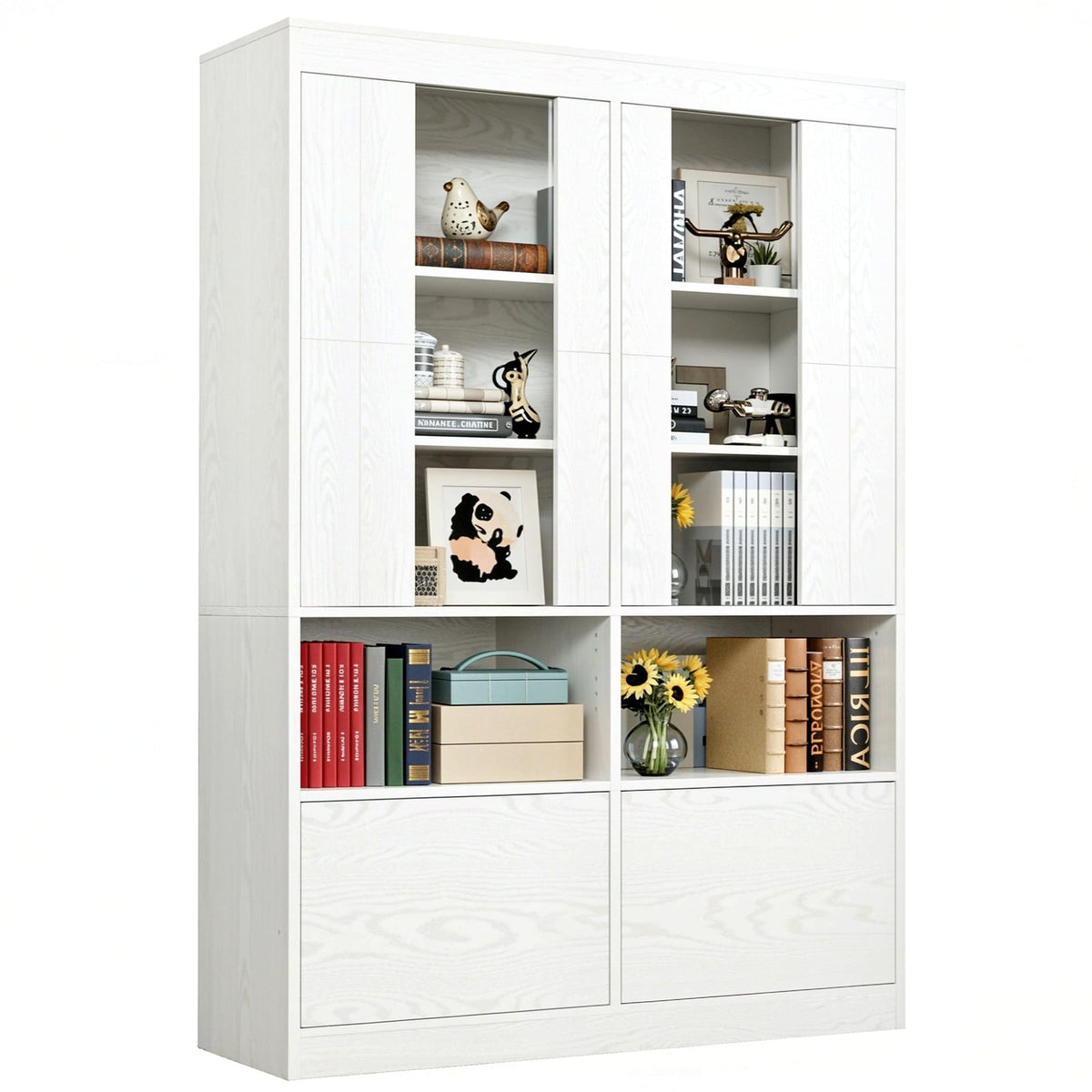 IRONCK Bookshelves and Bookcases with Doors, 70.7" H White Bookshelf with 5-Tier Storage, Large Book Shelf with Acrylic Doors for Living Room, Home Office