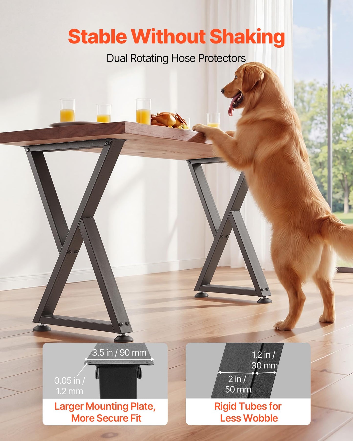 VEVOR Table Legs, 29.1" H x 18.6" W Steel Furniture Legs, Modular Design, Easy Assembly, 2204 lbs Max Load Heavy Duty, Z Shape for Home Office Desk DIY, Coffee Dinner Tables, Workbench,2 PCS, Black