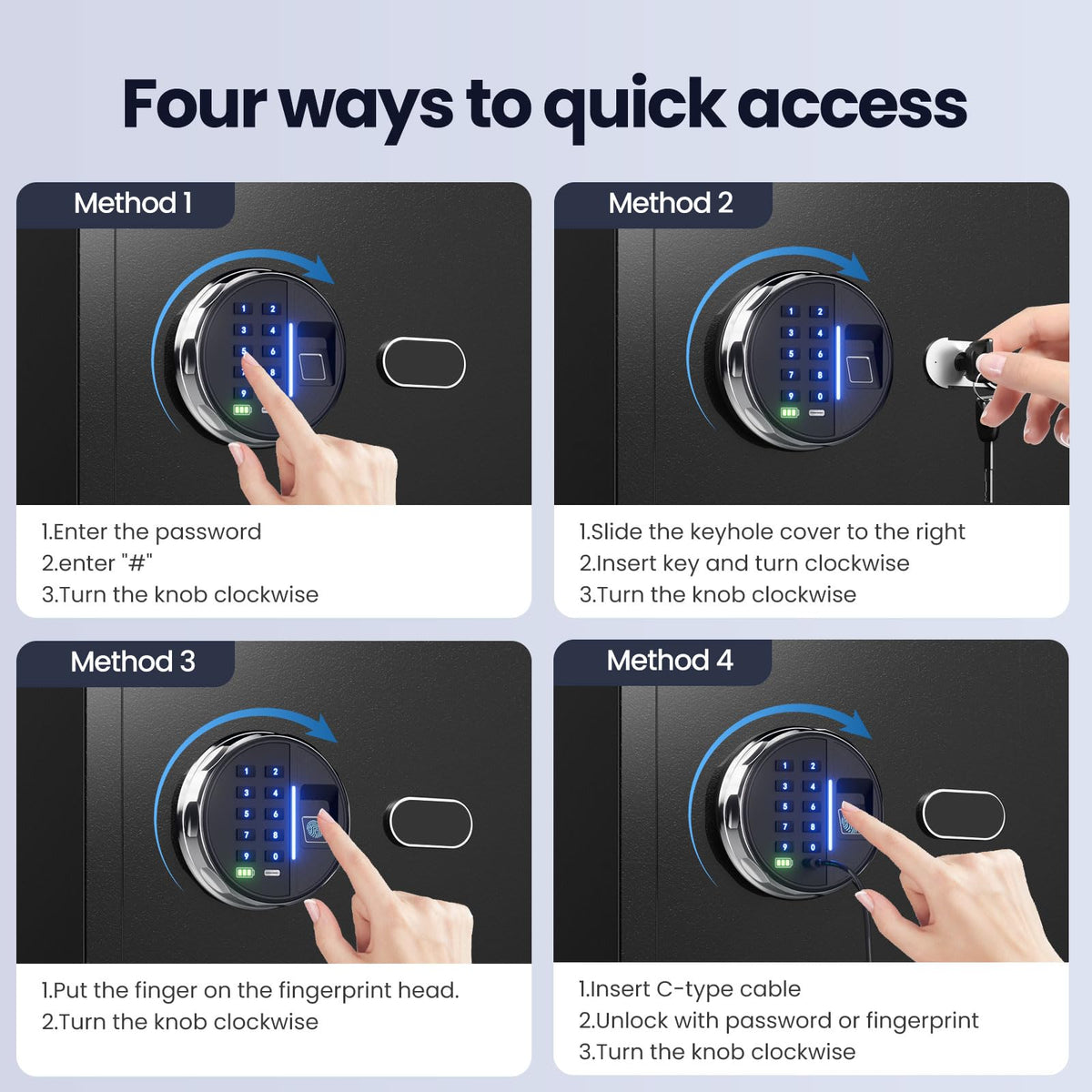 Grimtron 𝟐𝟎 𝐋𝐁 Smart Biometric Safe with Fingerprint Lock, Silent Mode, Backlit Keypad and LED Light, Small Caja Fuerte 𝐆𝐢𝐟𝐭𝐬 𝐟𝐨𝐫 𝐌𝐨𝐭𝐡𝐞𝐫‘𝐬 𝐃𝐚𝐲(9.84"H x 9.84"D x 13.78"W)