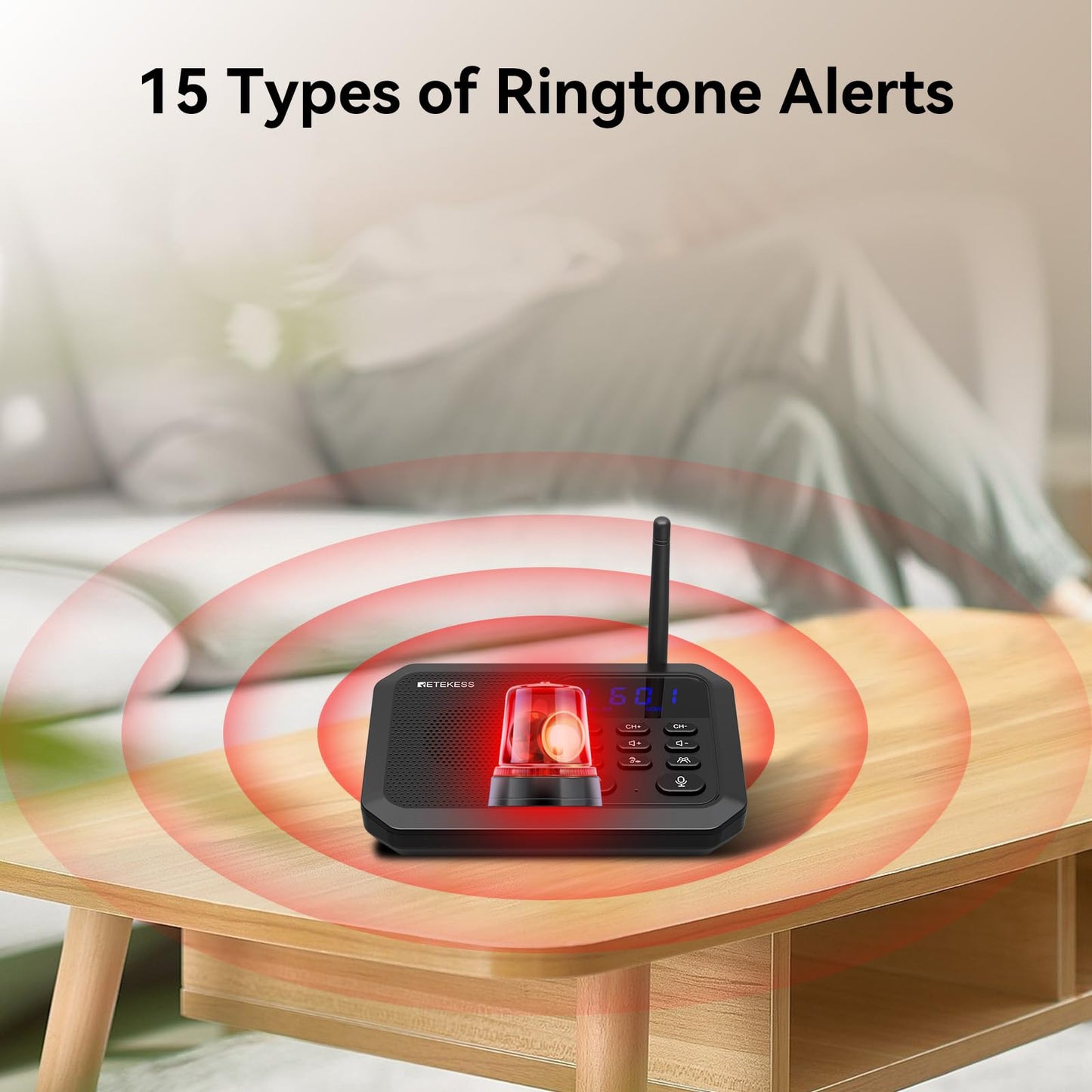 Retekess TH201 Wireless Intercom System, Room to Room Intercom, 1 Mile Working Distance, Plug and Play, Intercom Communication System for Business