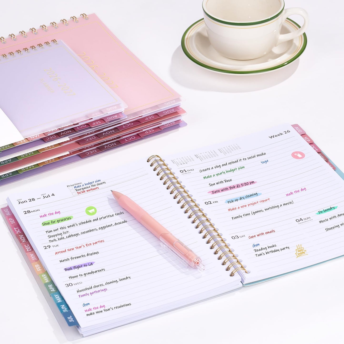 Aug 2026 - Dec 2027 Planner, Forvencer 17 Month Academic Planner 2026-2027, 8.5" x 11", Calendar Planner Weekly and Monthly, Daily Agenda Book, College School Supplies for Student Teacher, A4, Beige