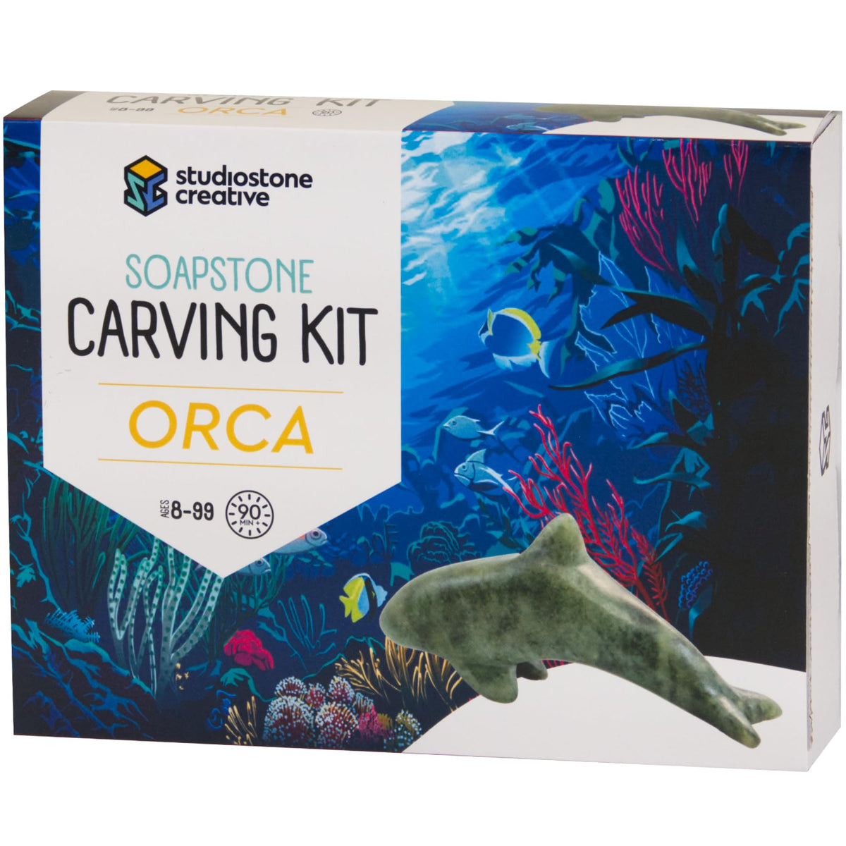 STUDIOSTONE CREATIVE DIY Arts & Crafts Carving Kit Kids Adults Orca Sculpture Soapstone