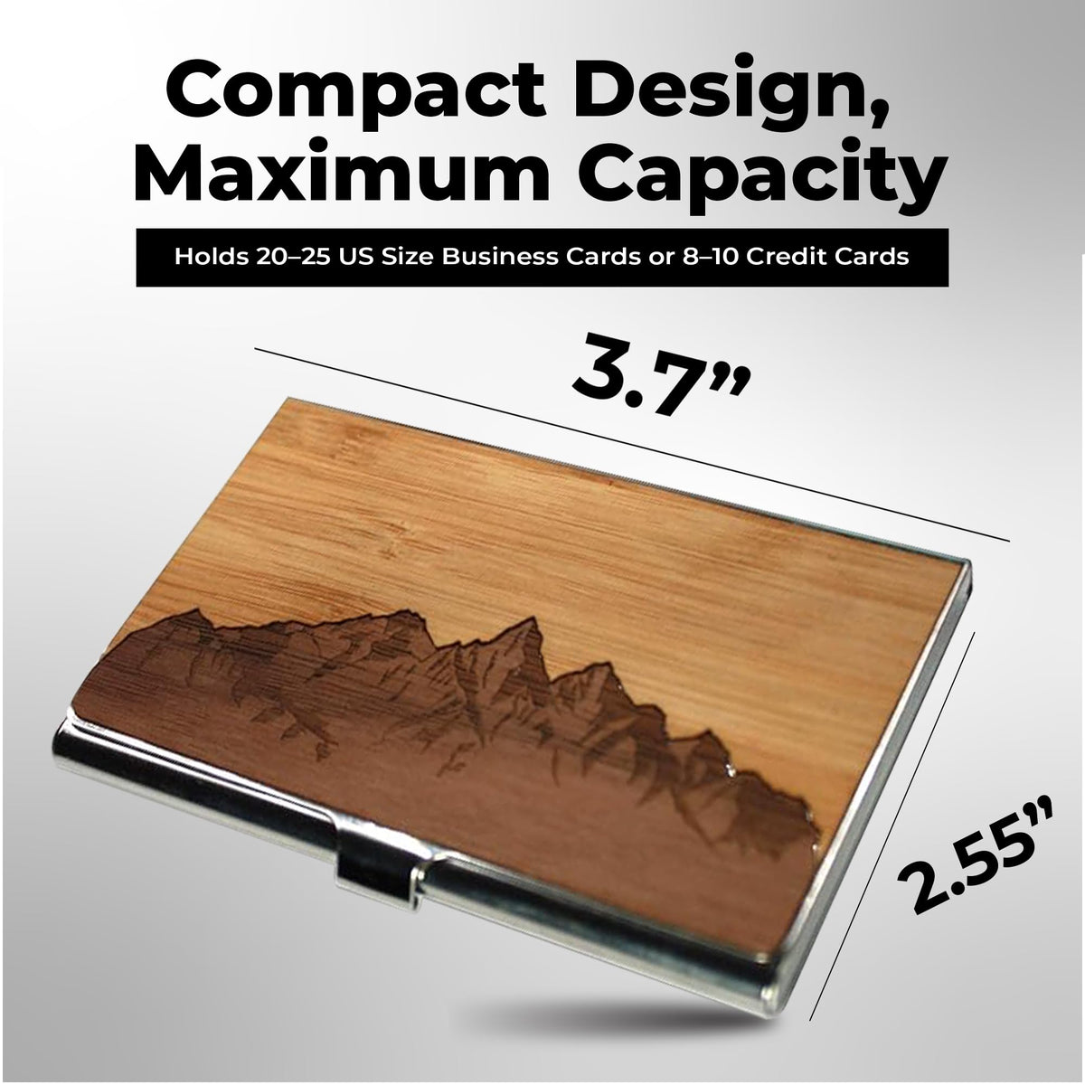 WUDN Handcrafted Business Card Holder Wallet For Men and Women | Holds Up to 20-25 B-Cards or 8-10 Credit Cards | Wooden & Stainless Business Card Case with Buckle Closure, Made in Idaho, USA.