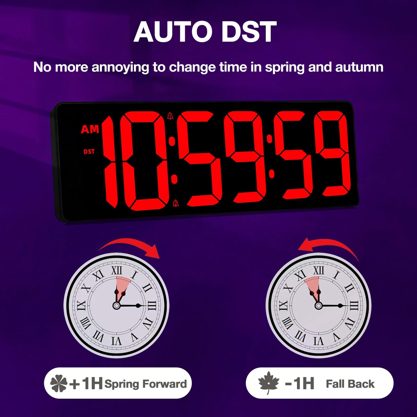 SJJSKY 17.2" Large Digital Timer Wall Clock with Remote Control, Count Down Up Digital Timer, Auto DST LED Big Digital Clock for Bedroom Kitchen Living Room Office Gym Home Decor, Red