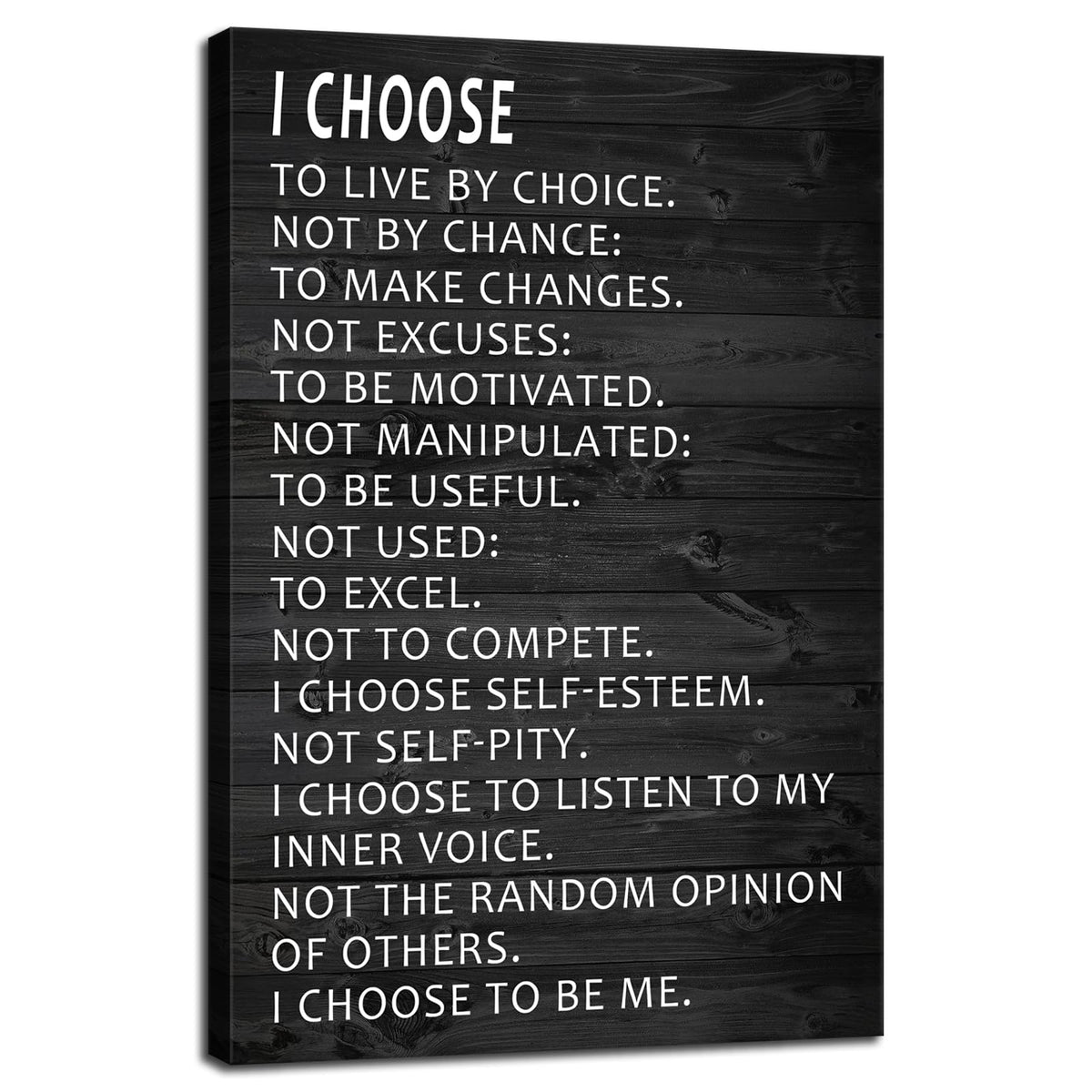 Motivational Canvas Wall Art Inspirational Picture I Choose to Live by Choice Poster Quotes Success Canvas Artwork Print Framed for Home Office Living Room Bedroom Wall Decor[12''W X 18''H]