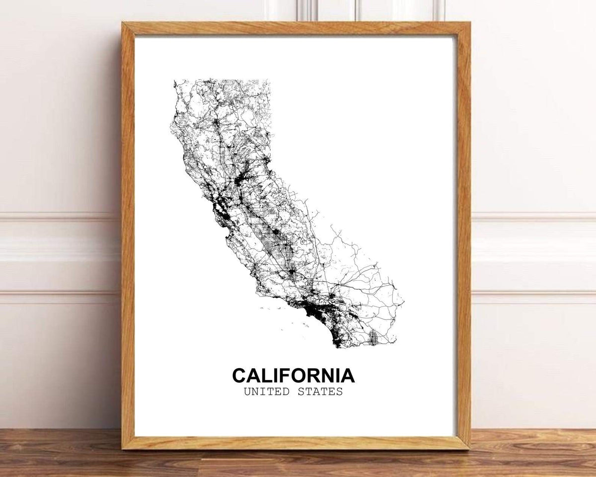 Eleville 11X14 Unframed California United States Country View Abstract Road Modern Map Art Print Poster Wall Office Home Decor Minimalist Line Art Hometown Housewarming wgn164