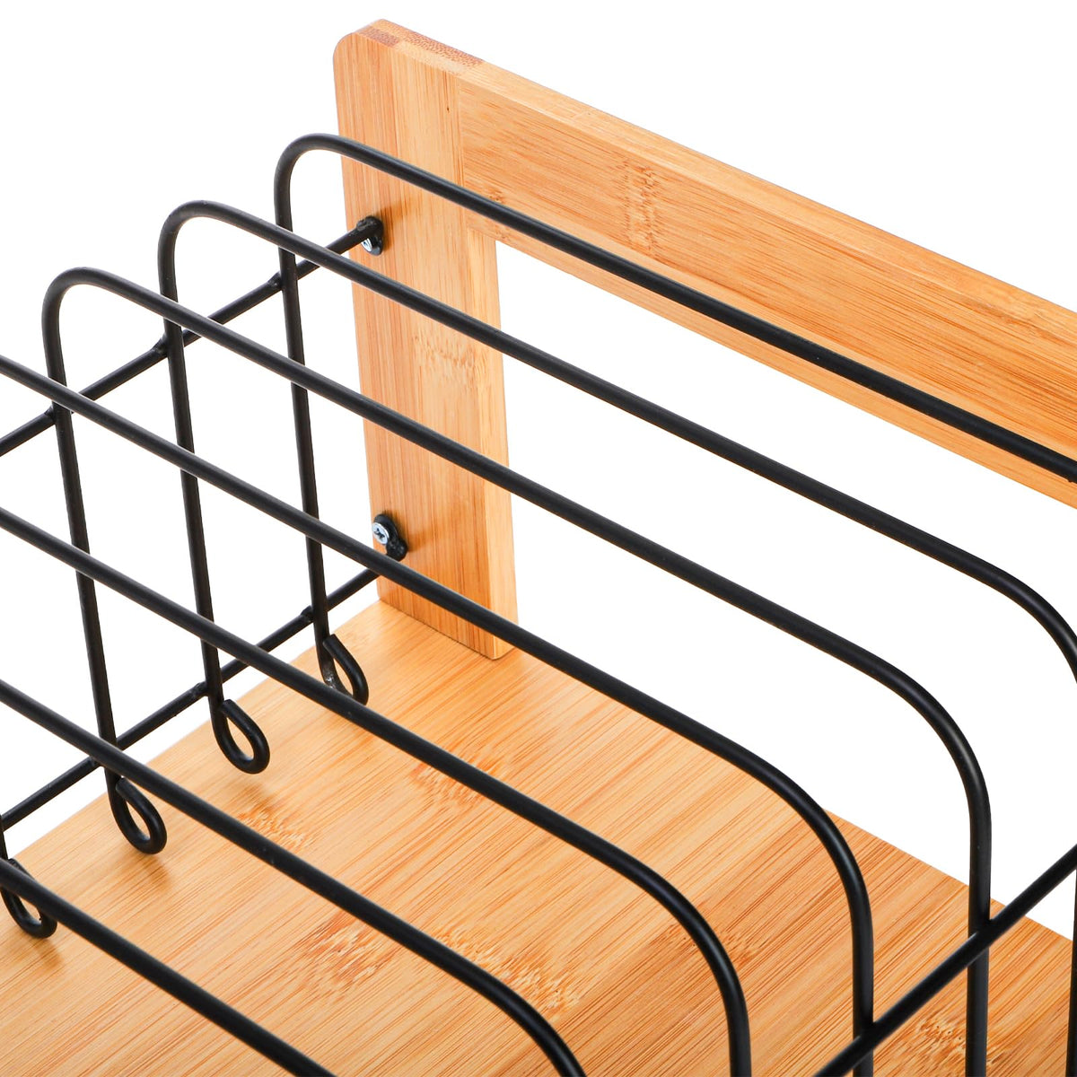 Youeon Vertical Clipboard Holder, 12 Slot Bamboo and Metal Clipboard Stand, Desk File Organizer Storage Rack for Home, Office, Classroom, No Assembly Required