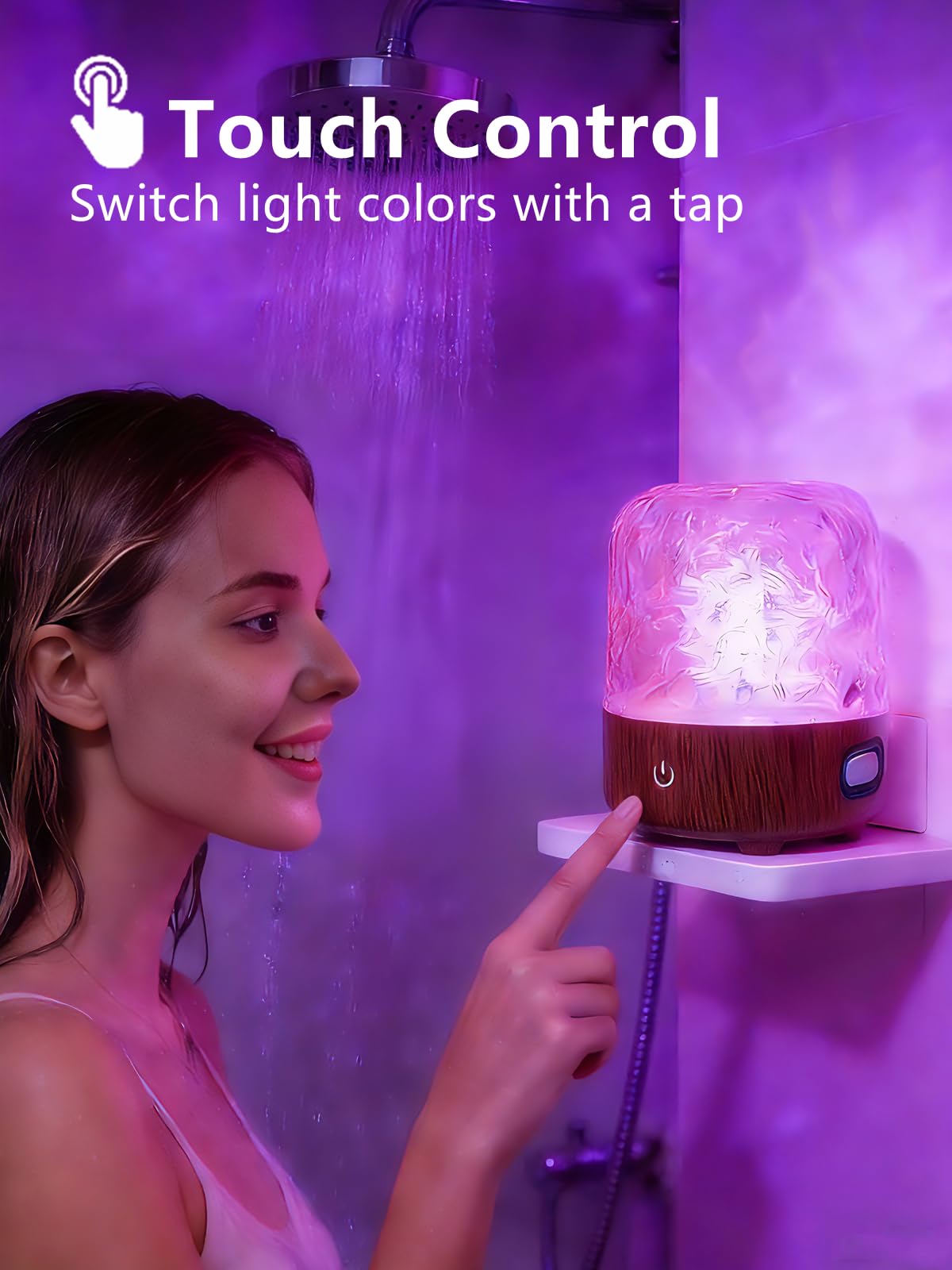 Spa-Like Shower Lamp, Bluetooth Speaker Waterproof Lamp, Rechargeable Lumena Lamp with Remote & Touch Control, 16 Colors Ocean Wave Projector Light with White Noise for Shower, Bathroom, Bathtub