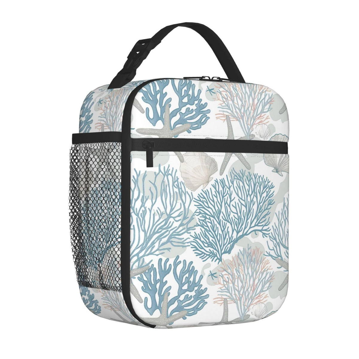 VANZEV Nautical Coastal Lunch Box for Adults Women Girls Boys Kids Starfish Seashell Coral Beach Lunch Box Insulated Cooler Reusable Lunch Bag Container Gifts for Work Office Picnic Travel School