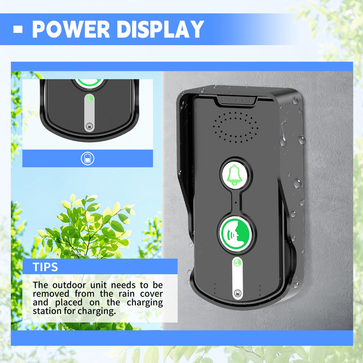 2 Way Wireless Doorbell Intercom Indoor Outdoor, Long Range Door Intercoms System for Home with Waterproof Cover Rechargeable Battery,30 Days Long Standby Time 5 Level Volume Adjustment（3 Pack）