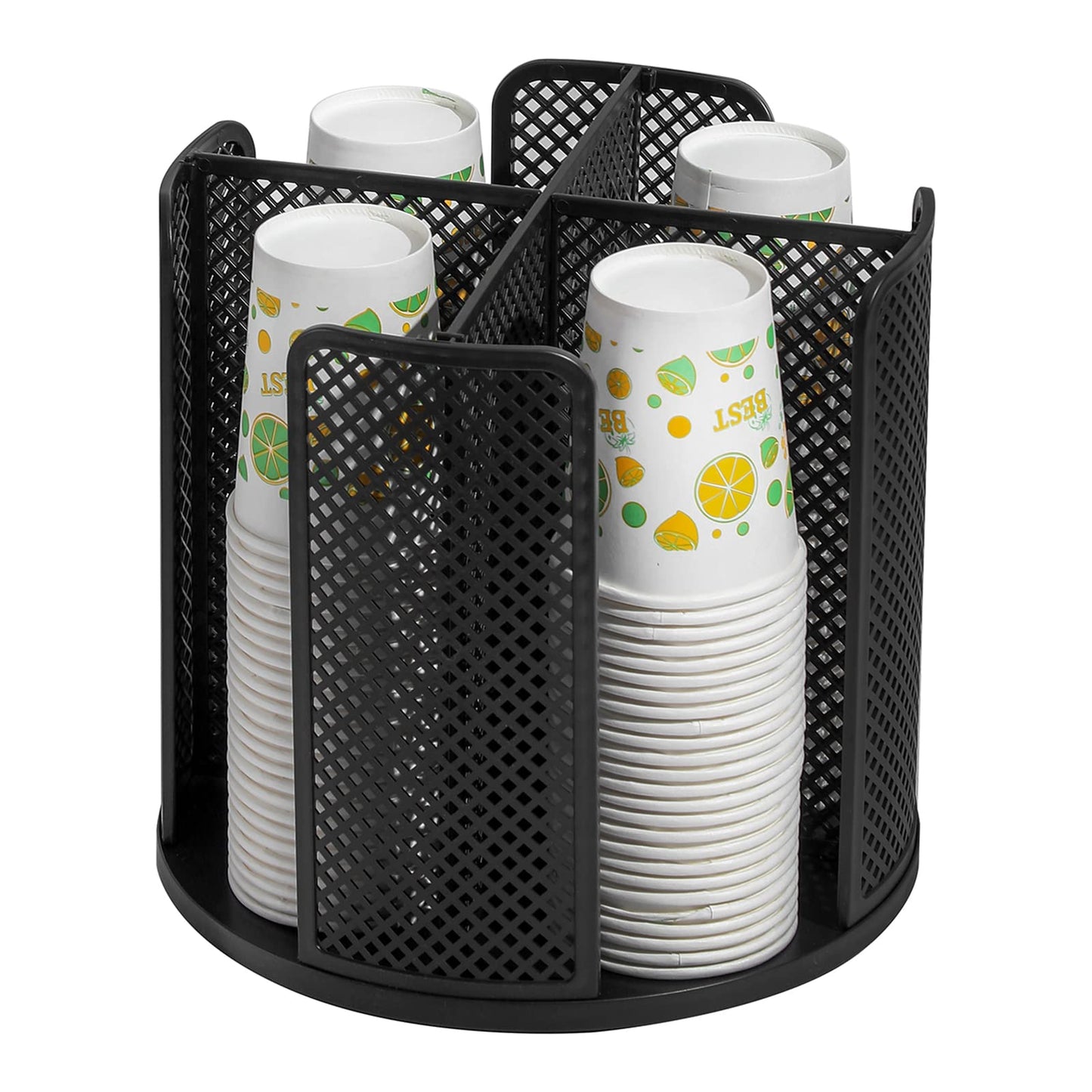 Heagoale Paper Cup and Lid Holder Plastic Cup Storage Organizer Coffee Cup Dispenser for Countertop, Breakroom, Bathroom, Coffee Station, Bar, Buffet, Kitchen Cabinet - Black