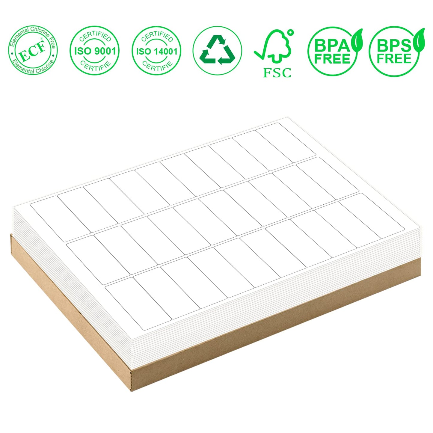 1" x 2-5/8" Address Labels 3000 Labels Sticker Paper for Laser/Ink Jet Printer mailing Labels 8.5"×11" White 30 per Sheet