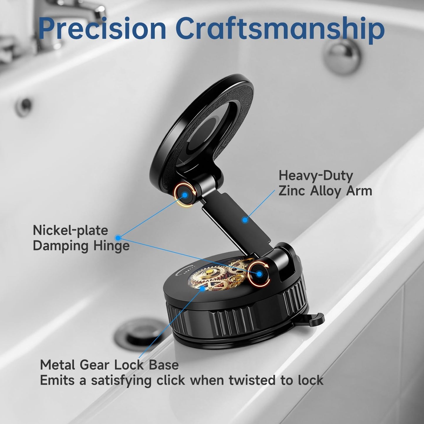 NibulaSpark Vacuum Magnetic Shower Phone Holder for Bathroom, Kitchen, Car- Hands Free Mirror Phone Holder, 360° Adjustable Suction Cup Phone Mount for iPhone Android, Gift for Men Women, Graduation
