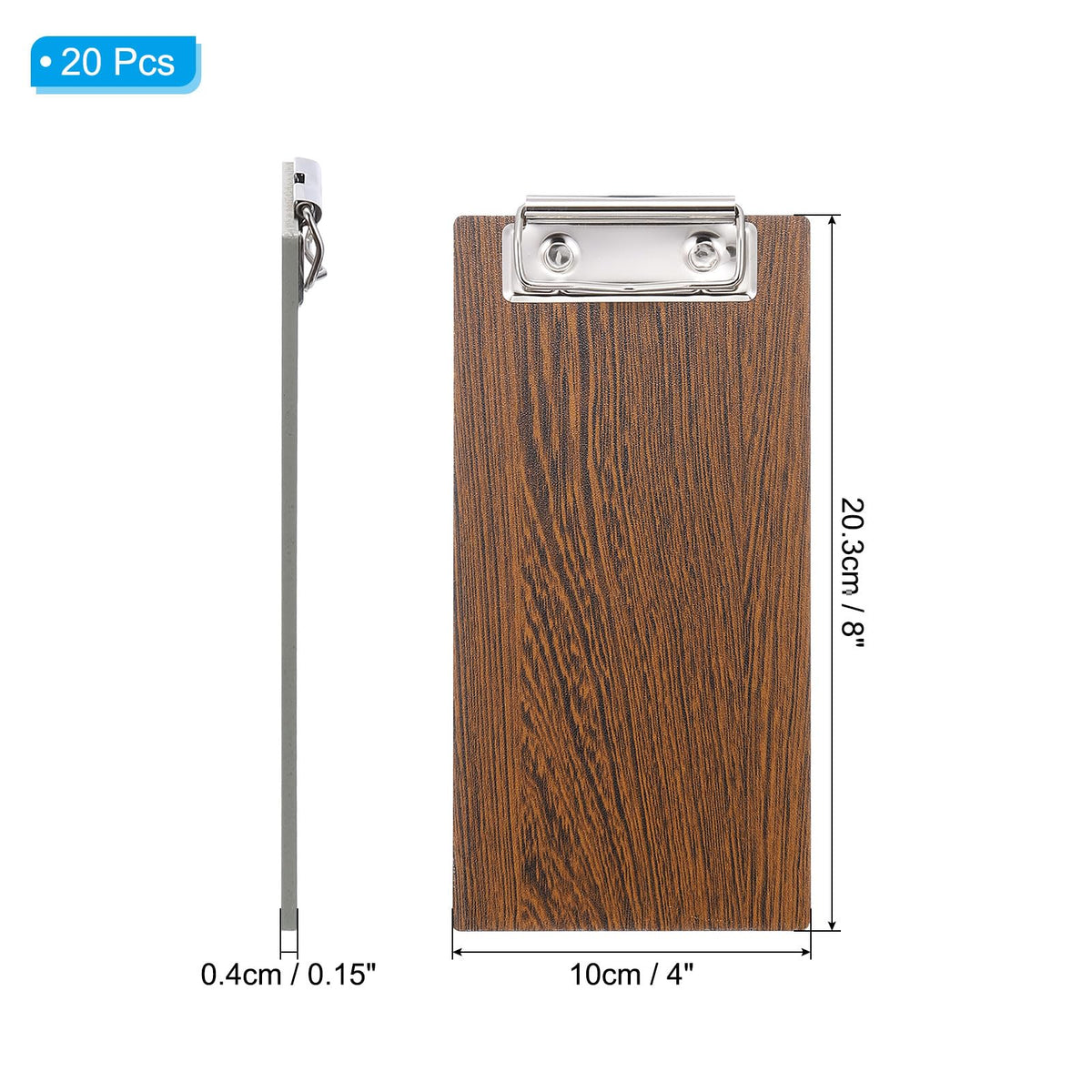 PATIKIL Check Presenters for Restaurants, 20Pcs Mini Clipboard Wood Check Holder Half Page Menu Holder for Restaurant Cafe Waitress Guest Check Server, Brown