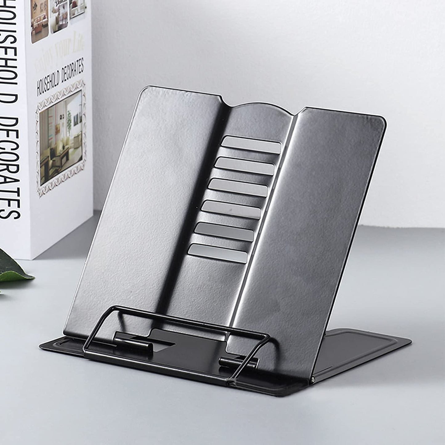 Dicunoy Set of 2 Metal Desk Book Stand, Adjustable Reading Rest Book Holder, Sturdy Bookstands for Recipes, Textbooks, Tablet, Music Books, Cookbook, Recipe, iPad, Magazine, Menu